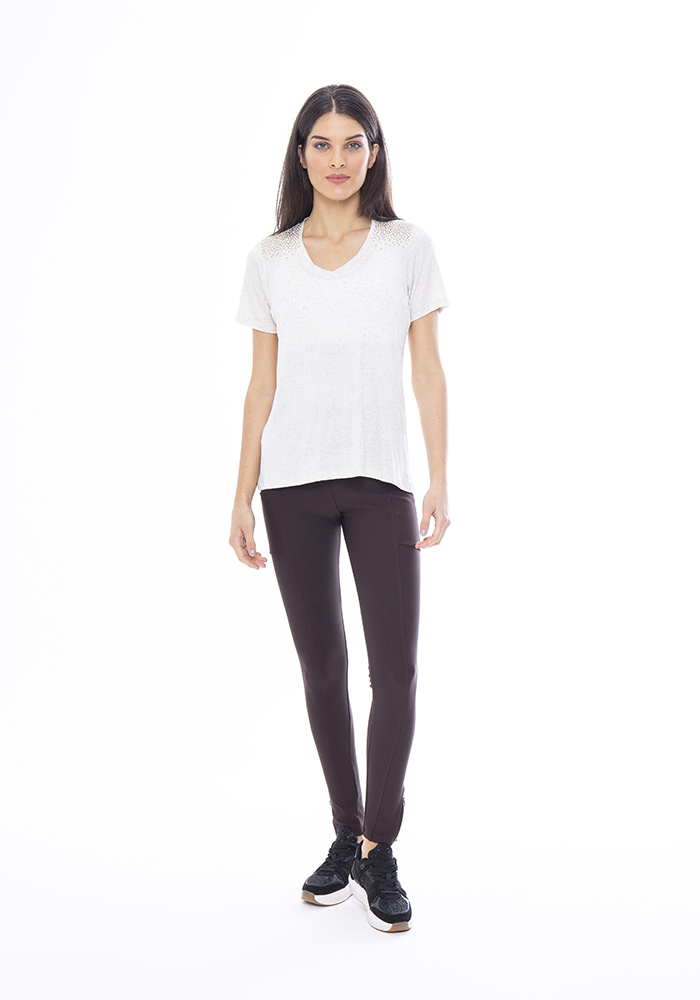Legging Montaria Zíper na Barra Marrom 01