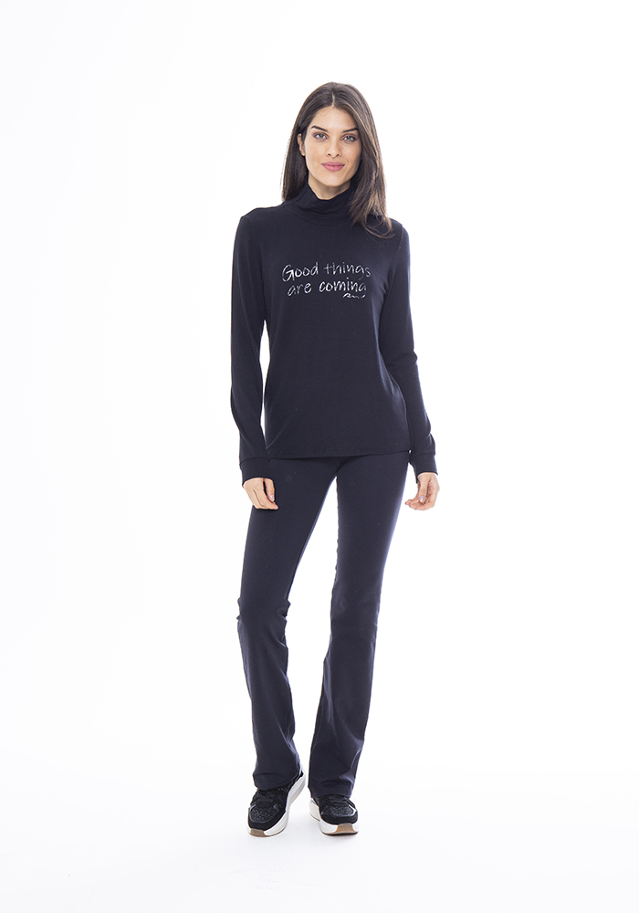 Blusa Alongada Manga Longa Preto