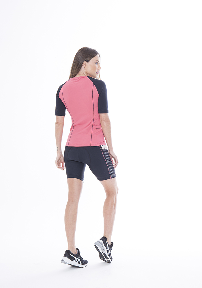 Ciclista Acolchoada para Performance Preto / Rosa 06