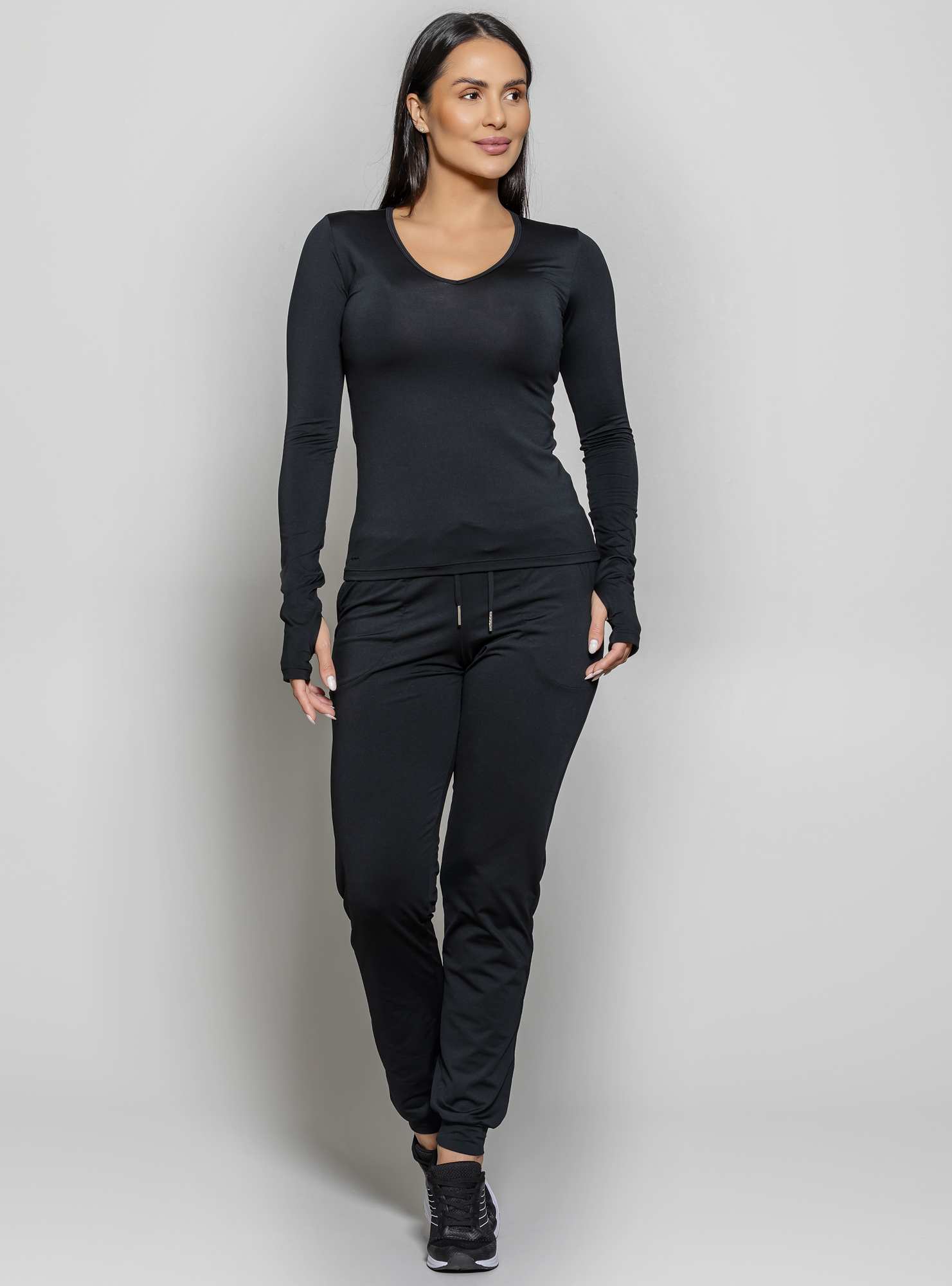 Blusa Térmica Decote V Preto