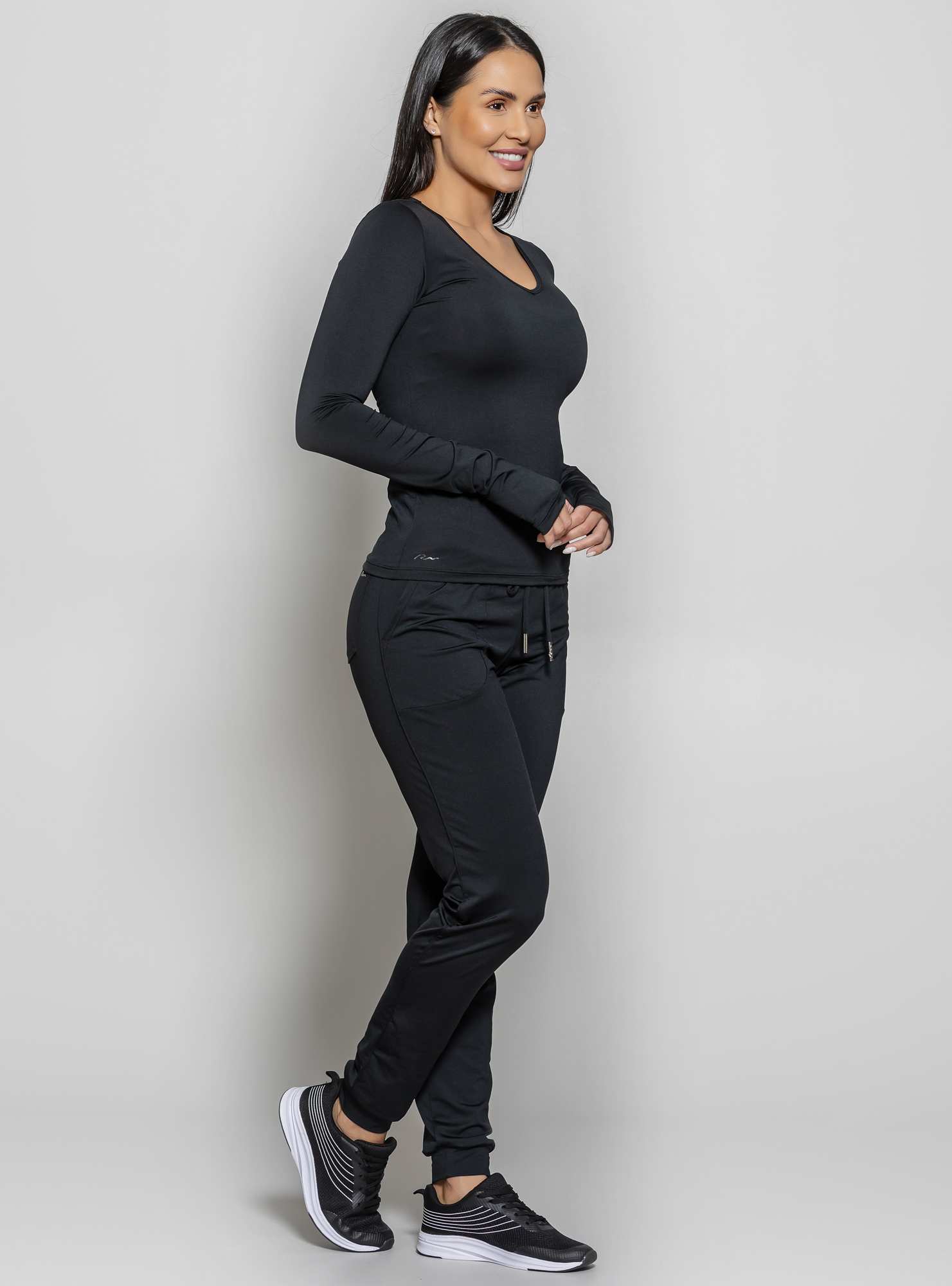 Blusa Térmica Decote V Preto