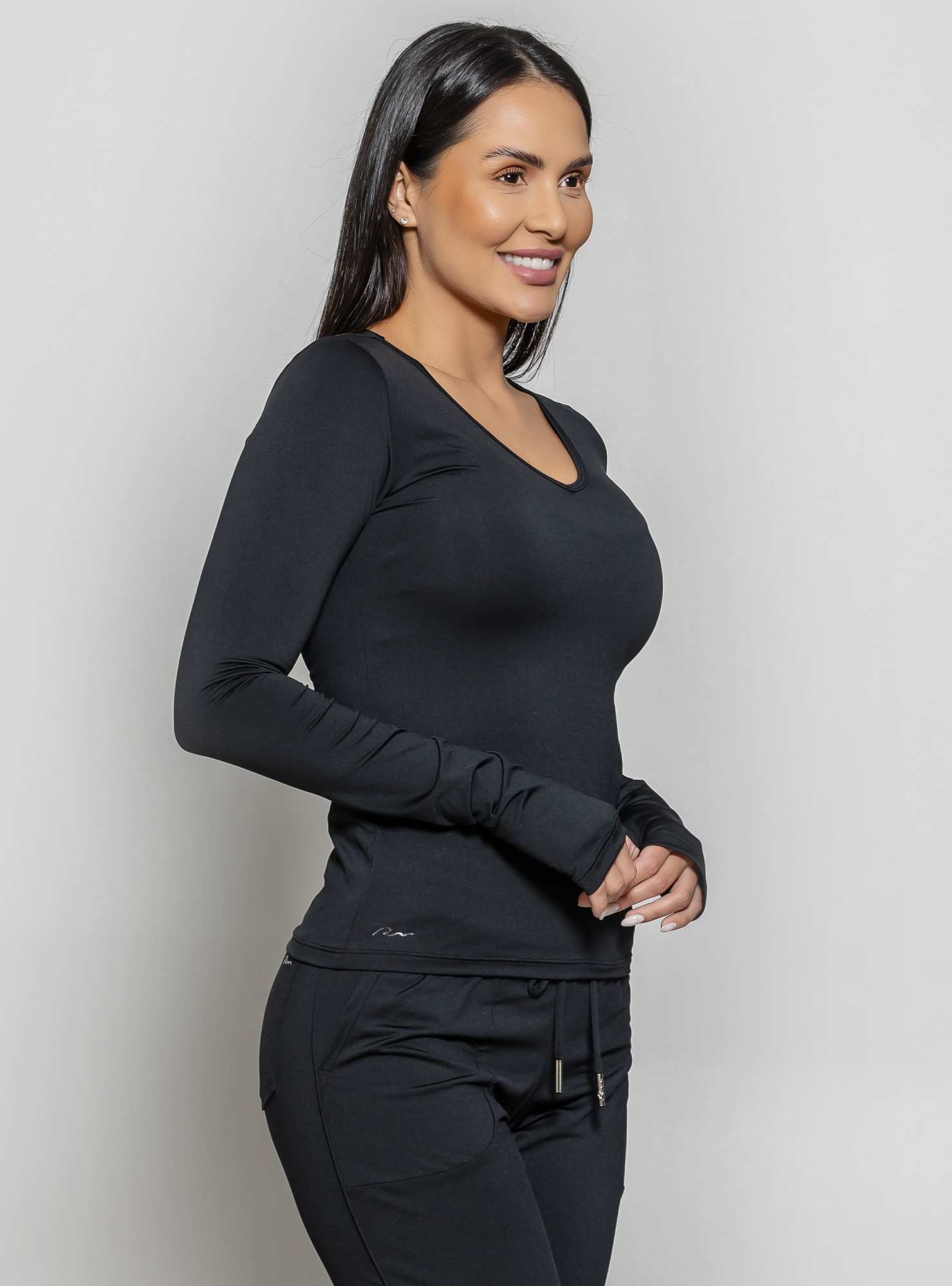 Blusa Térmica Decote V Preto