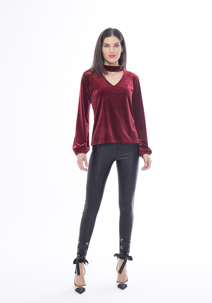 Blusa Manga Longa Aveludada Bordo 02