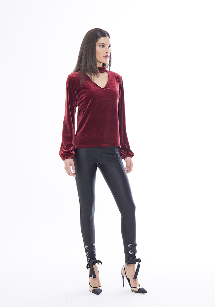 Blusa Manga Longa Aveludada Bordo 02