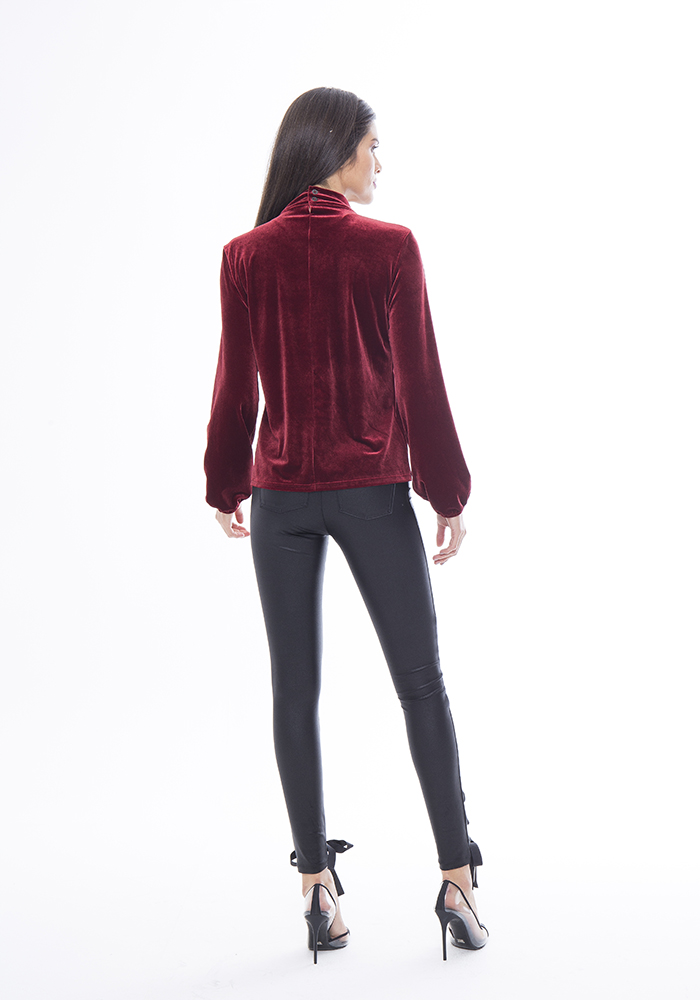 Blusa Manga Longa Aveludada Bordo 02