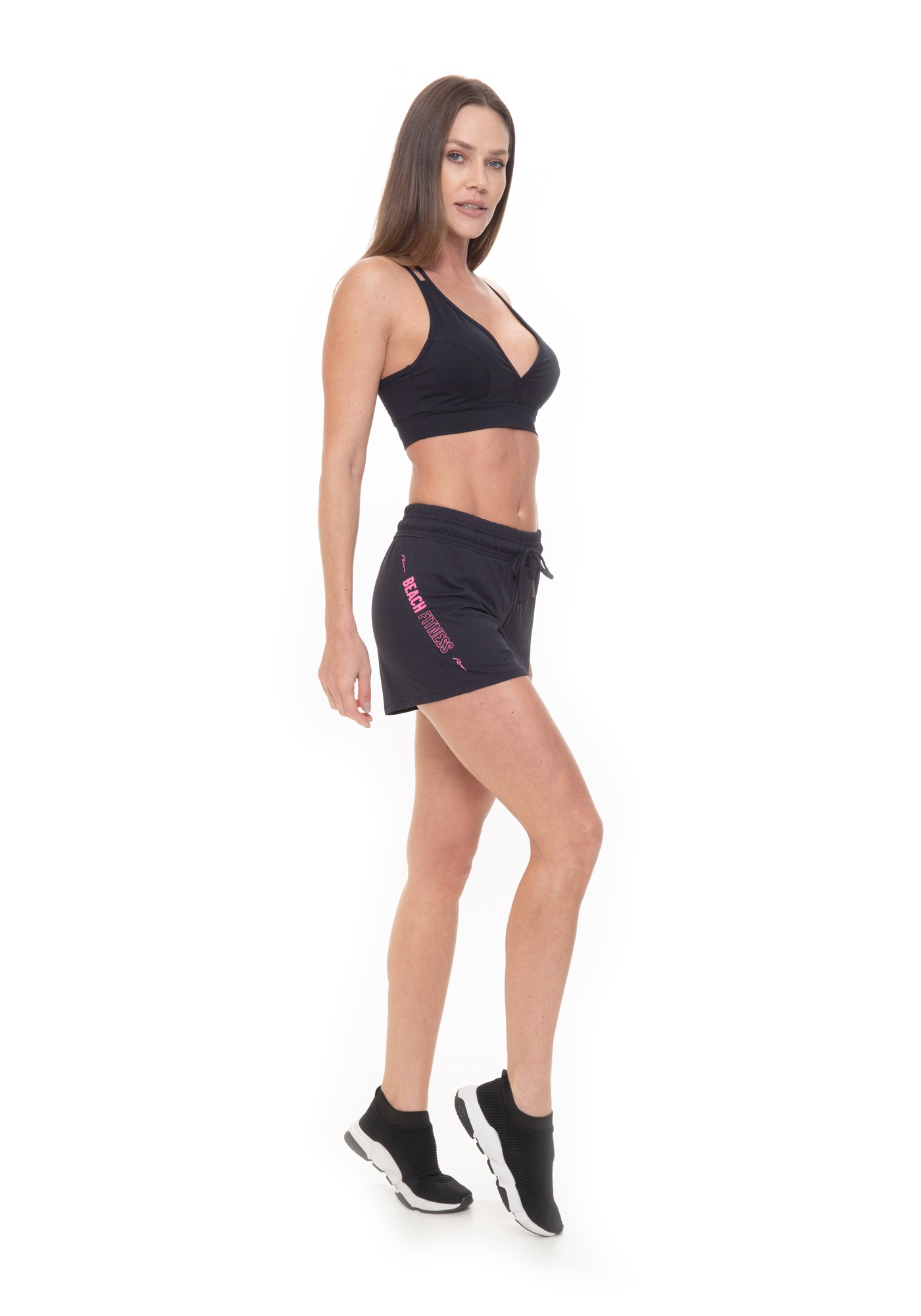 Top com Porta Celular Preto /  Rosa 32