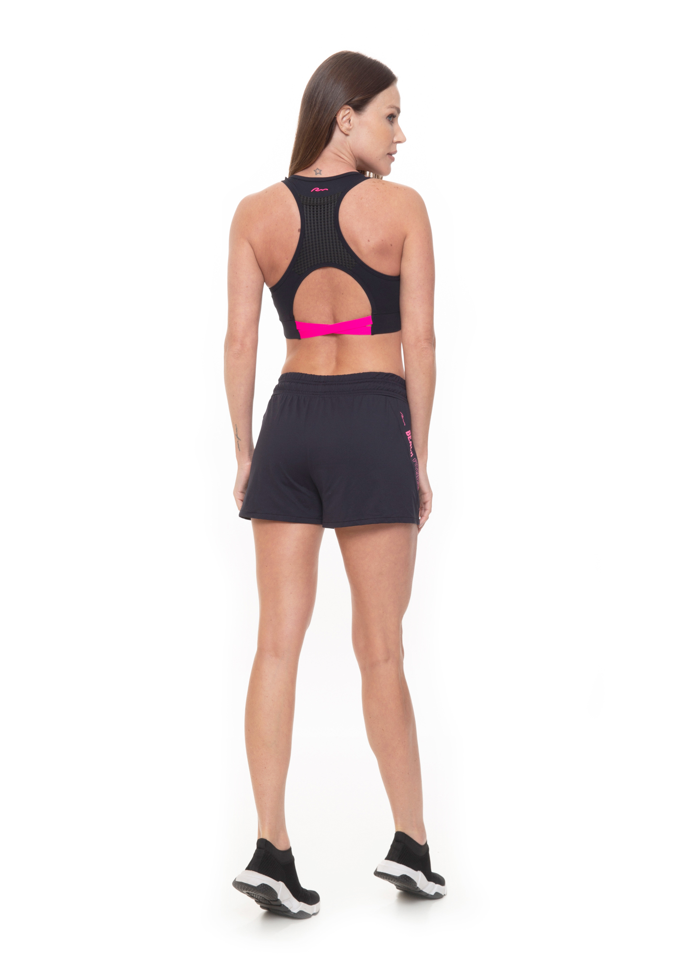Short Duplo Beach Fitness Preto /  Rosa 32