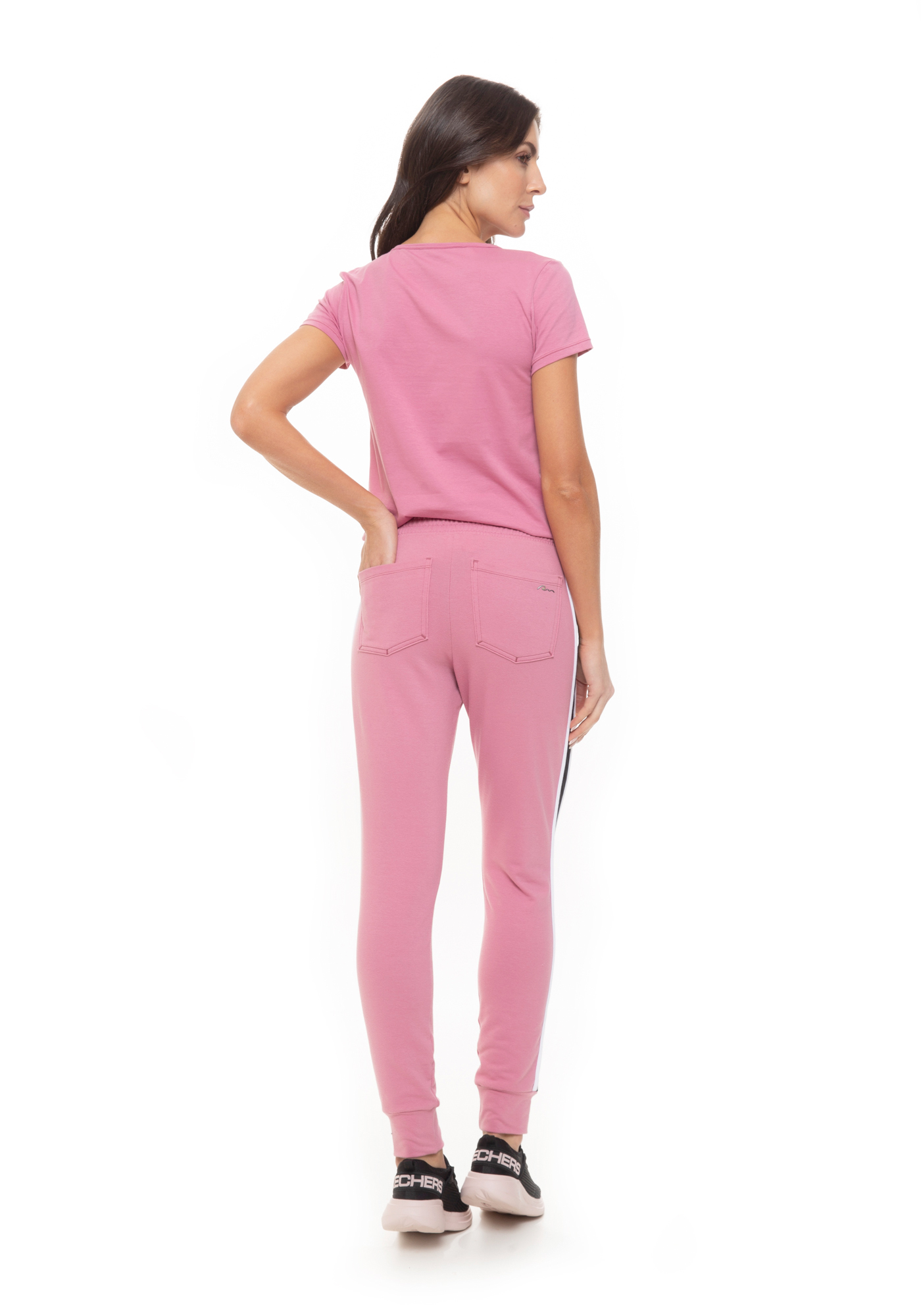 Calça Jogger Listras Rosa 24 / Preto