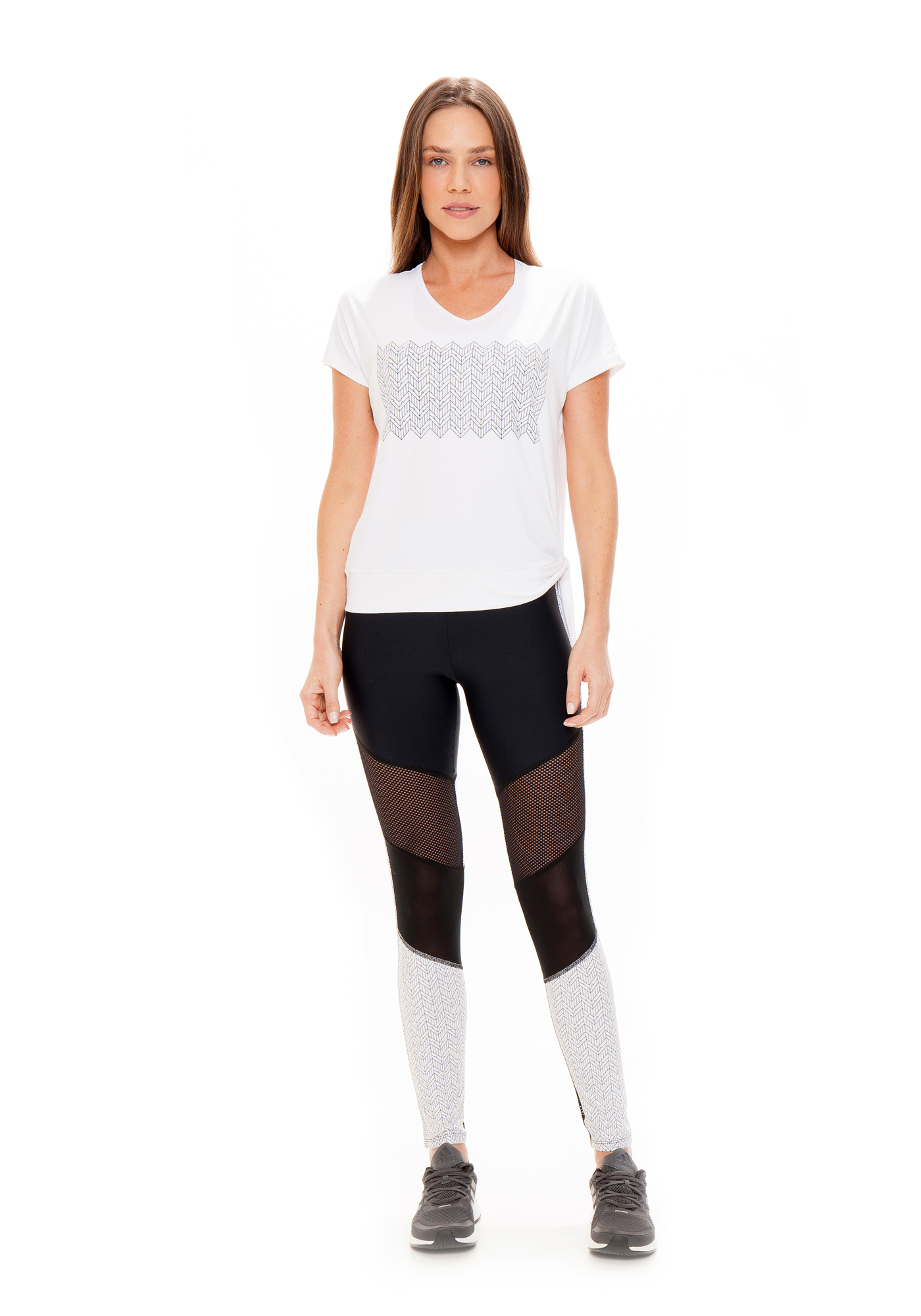 Blusa Amarrada Monograma RM Branco / Preto
