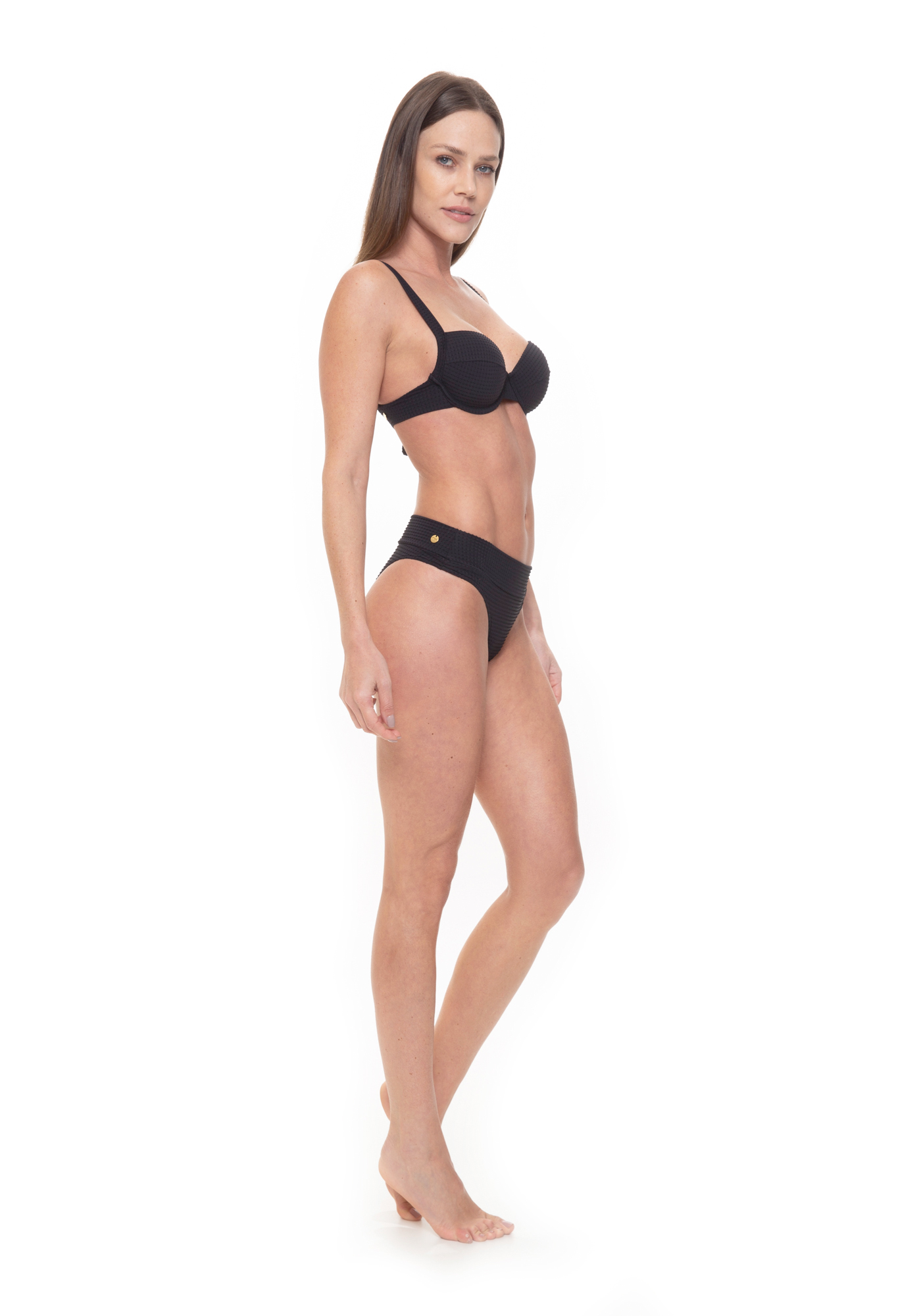 Top Meia Taça Texturizado Preto