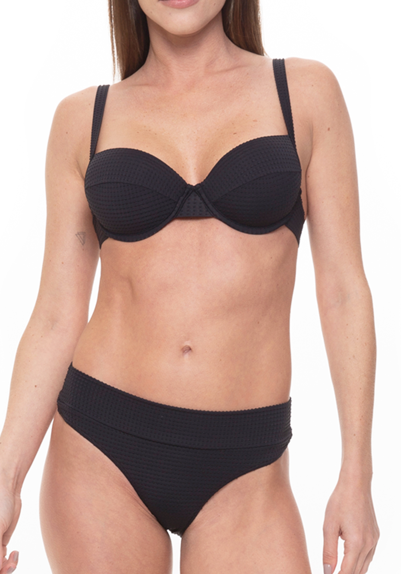 Top Meia Taça Texturizado Preto