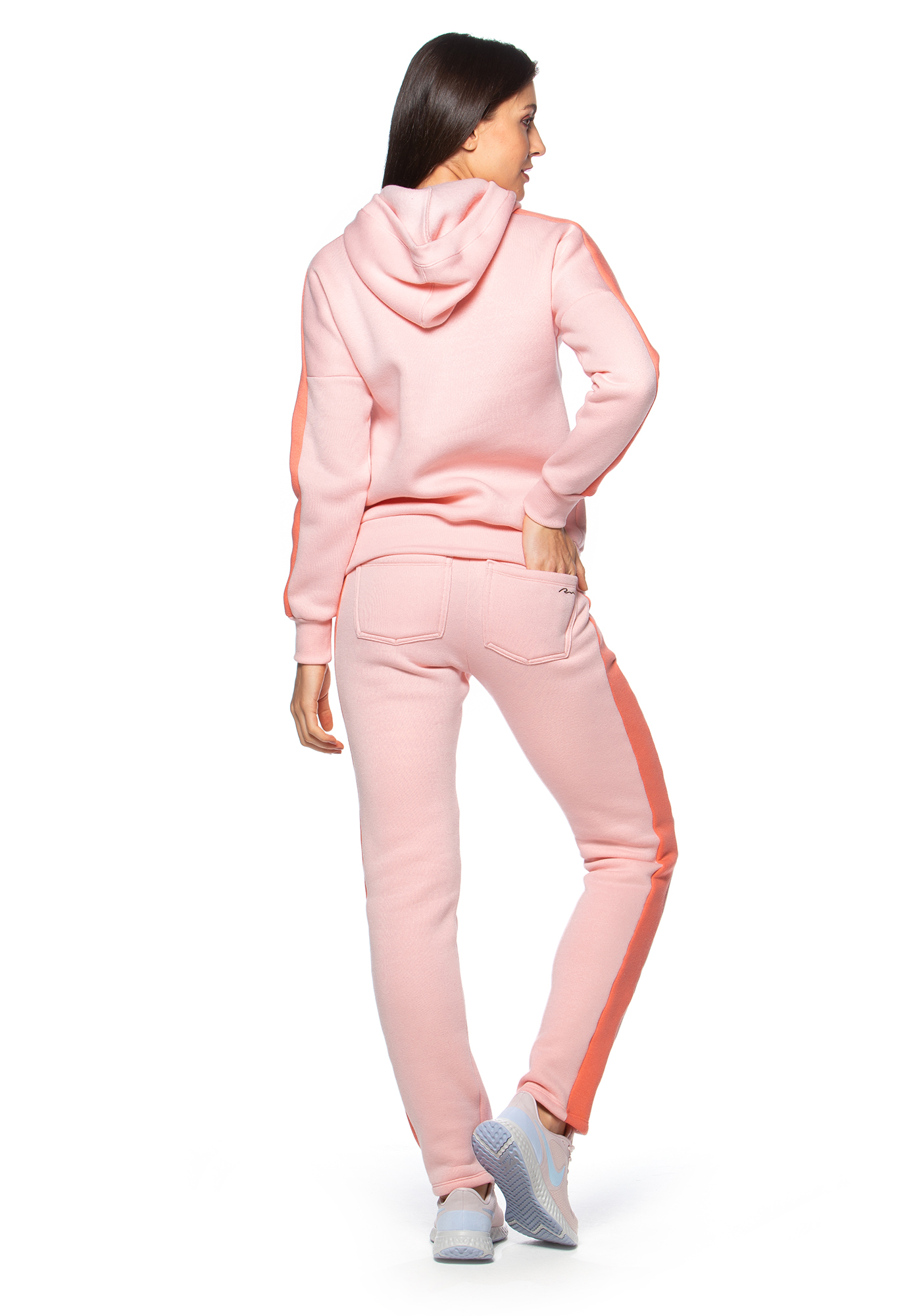 Calça Reta De Moletom com Listra Rosa 10 / Laranja 20
