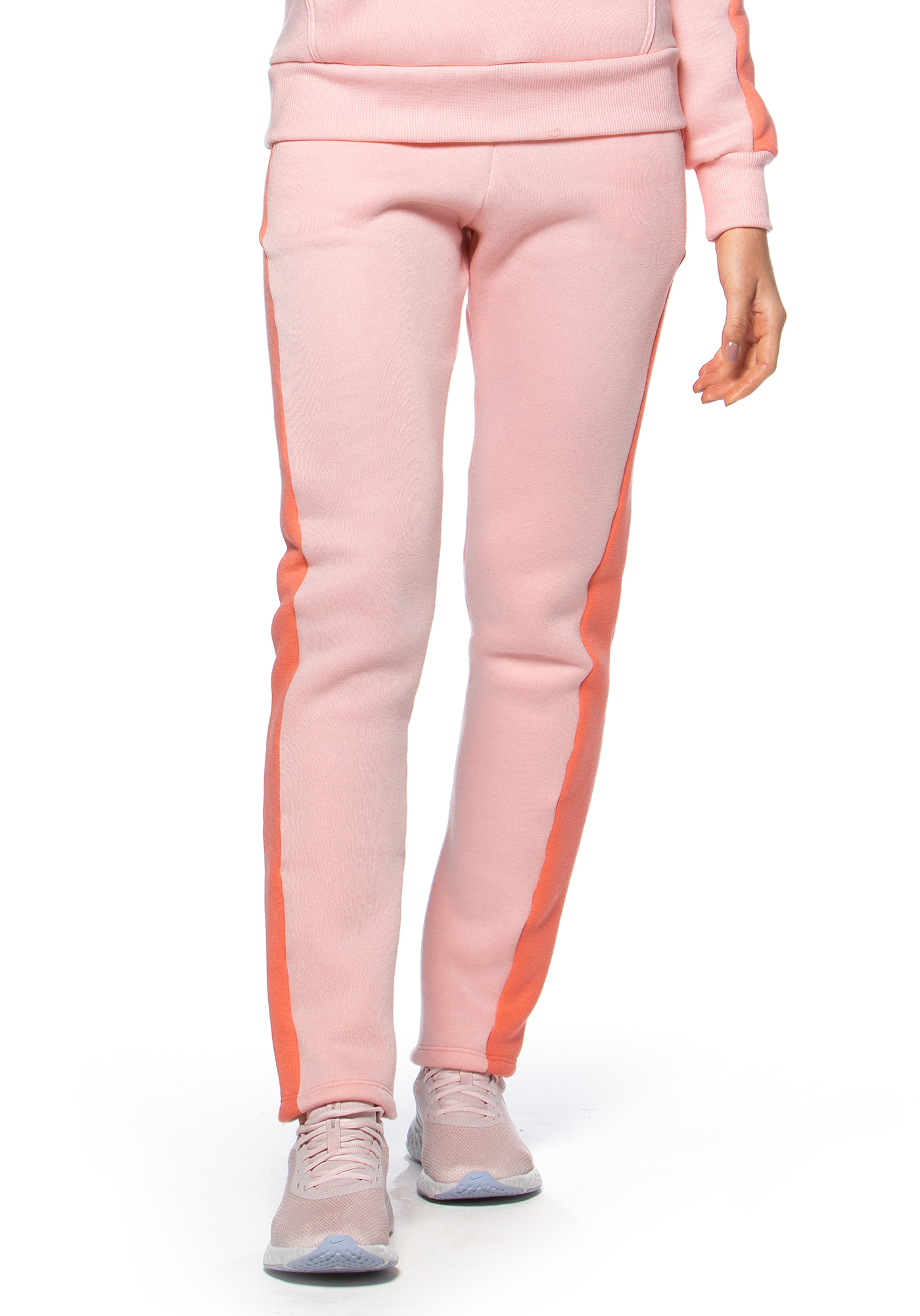 Calça Reta De Moletom com Listra Rosa 10 / Laranja 20