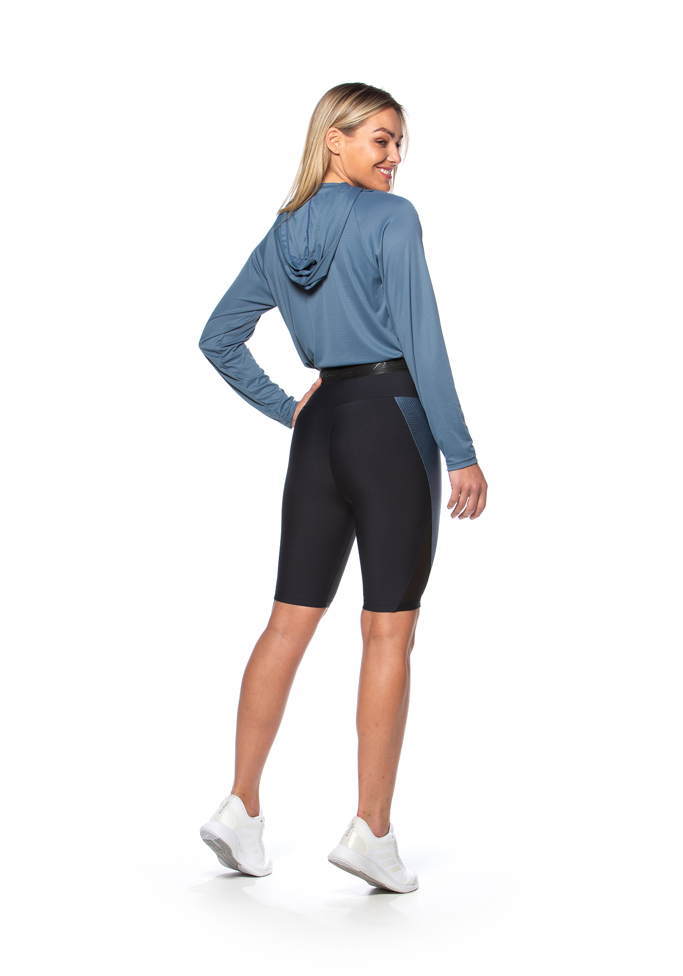 Blusa Cropped Manga Longa Azul 12