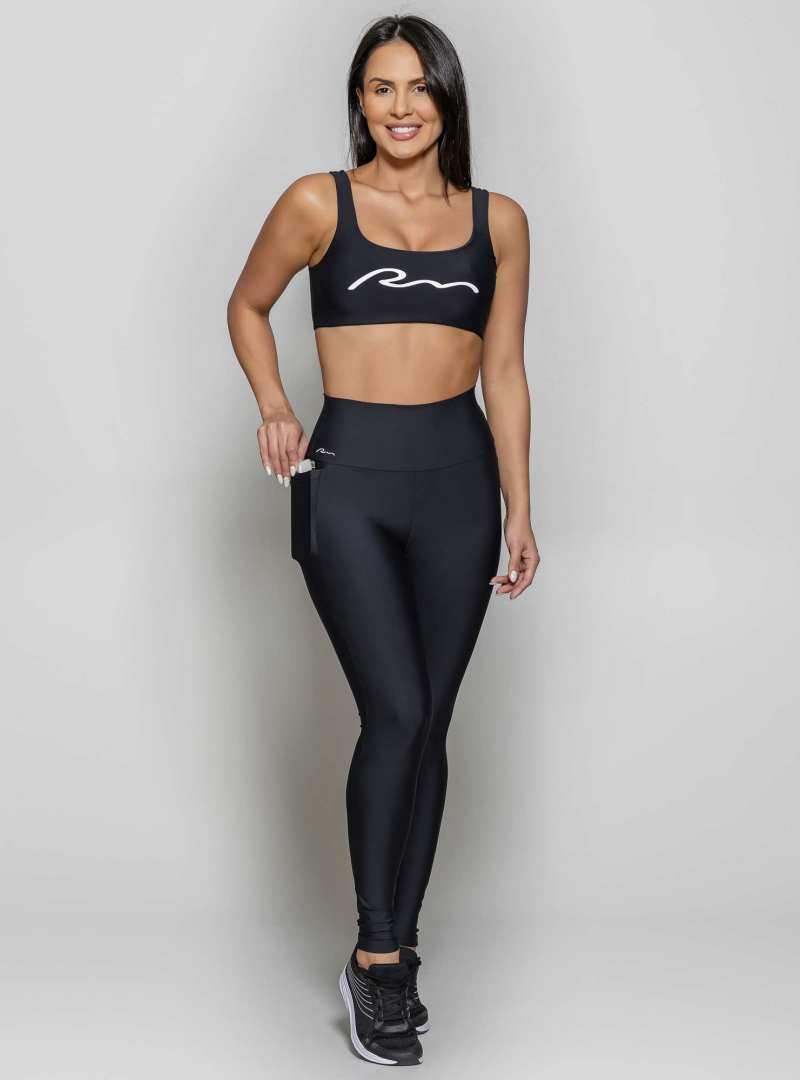 Legging Cós Alto com Bolso Essencial Preto