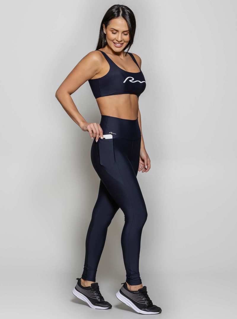 Legging Cós Alto com Bolso Essencial Preto