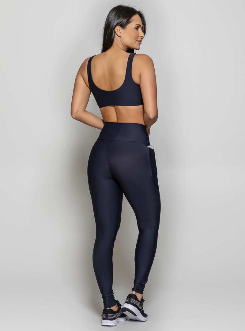Legging Cós Alto com Bolso Essencial Preto