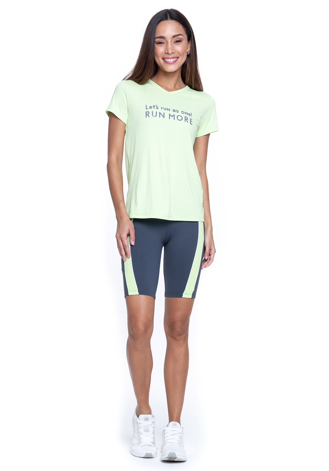 Ciclista com bolso de Power Fit Cinza 02 / Verde 03