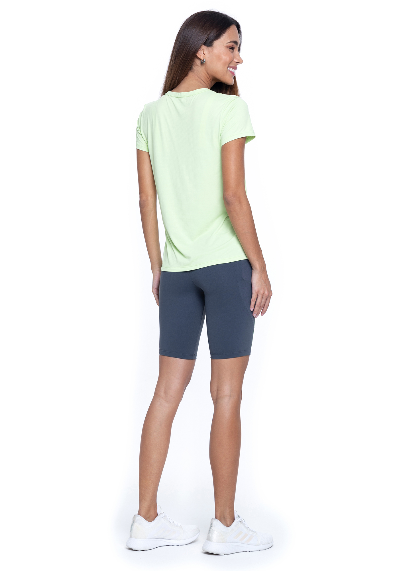 Ciclista com bolso de Power Fit Cinza 02 / Verde 03