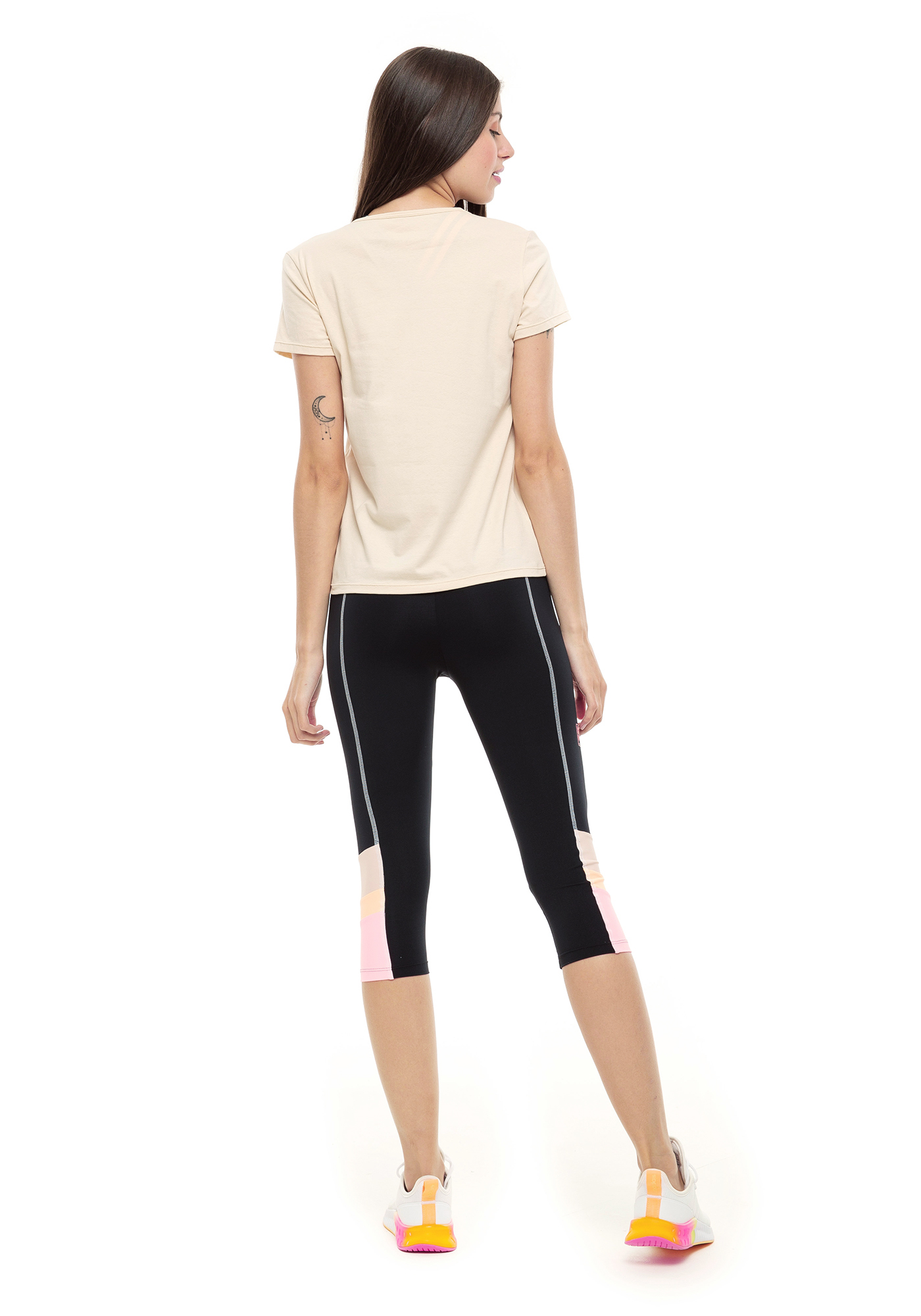 T-Shirt Print Style Run More Bege 01 / Laranja 09