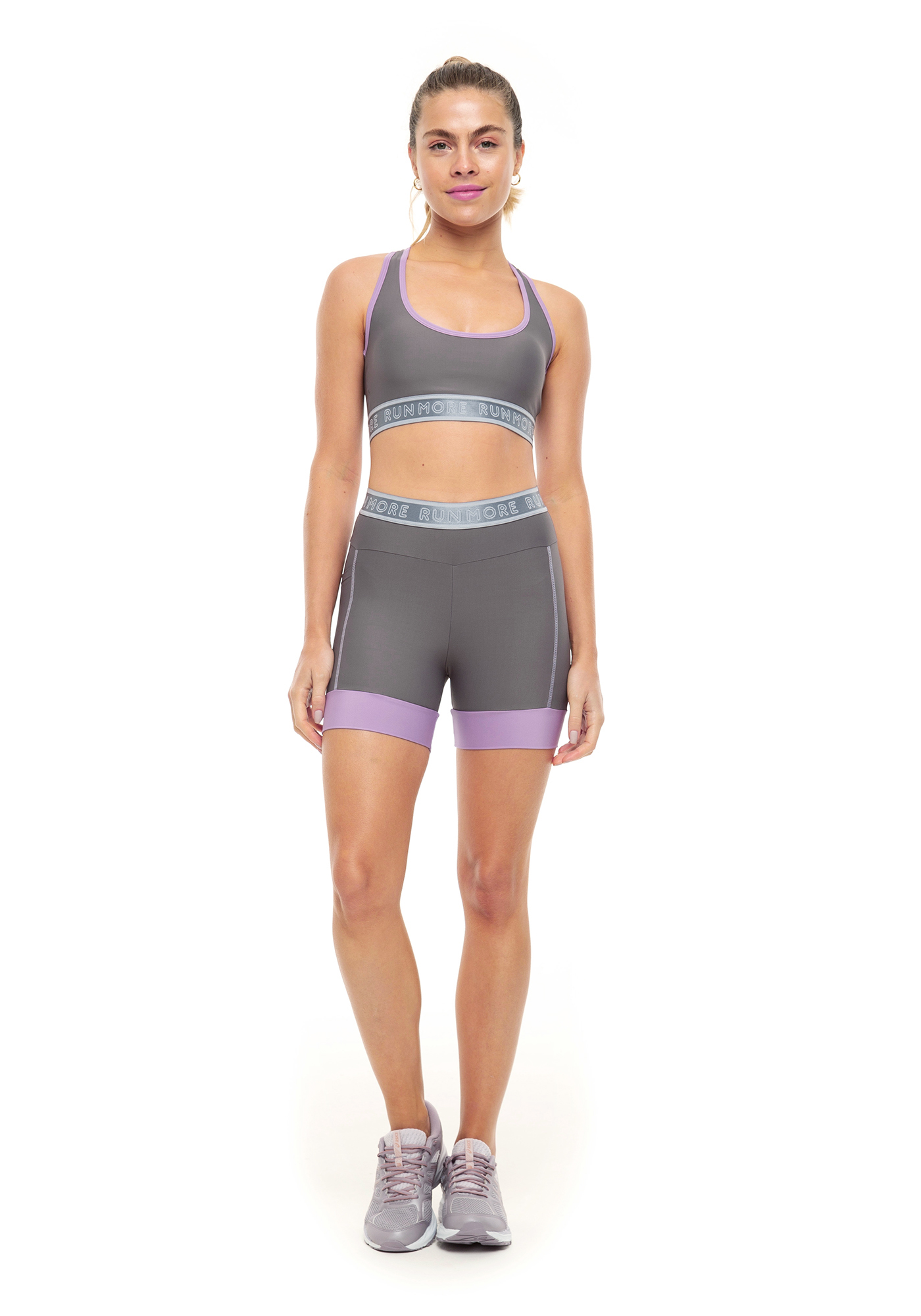 Top Run More para Corrida Cinza 62 / Roxo 23
