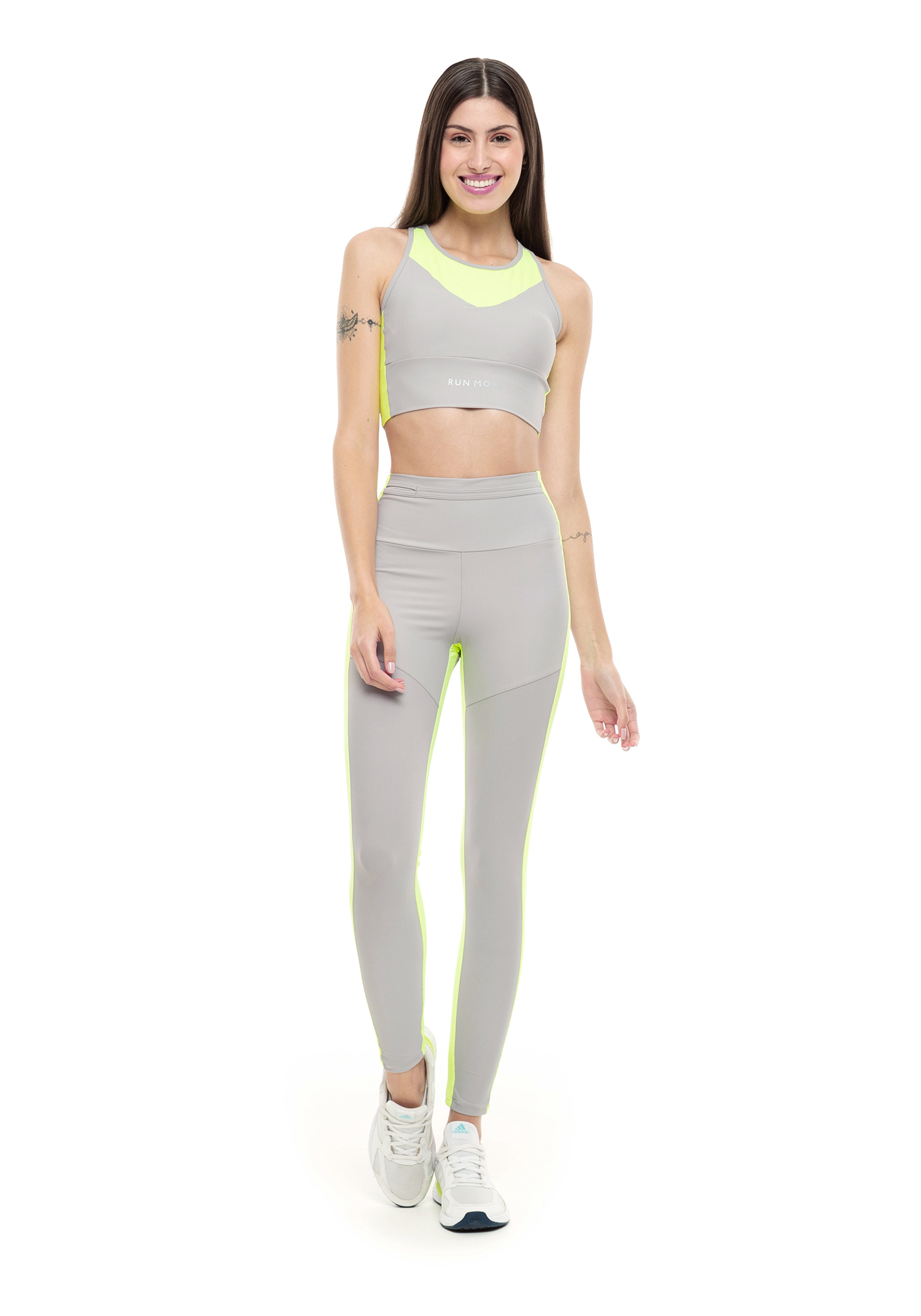 Legging Blocking Bright Cinza 01 / Amarelo 95