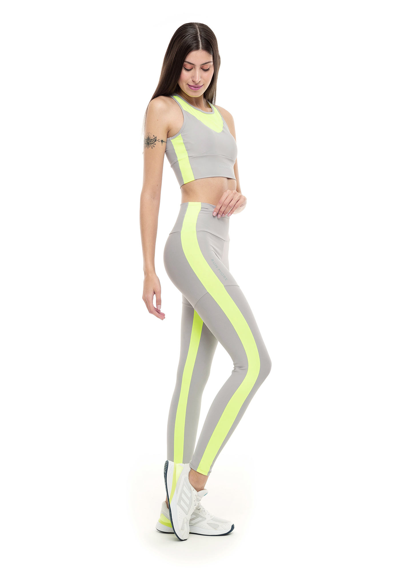 Legging Blocking Bright Cinza 01 / Amarelo 95