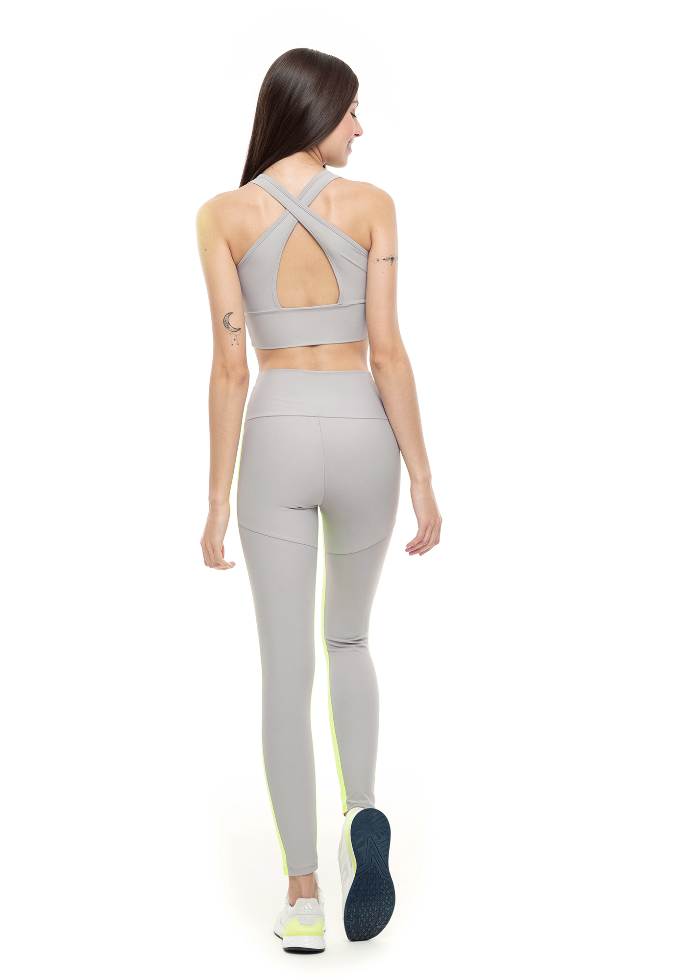 Legging Blocking Bright Cinza 01 / Amarelo 95