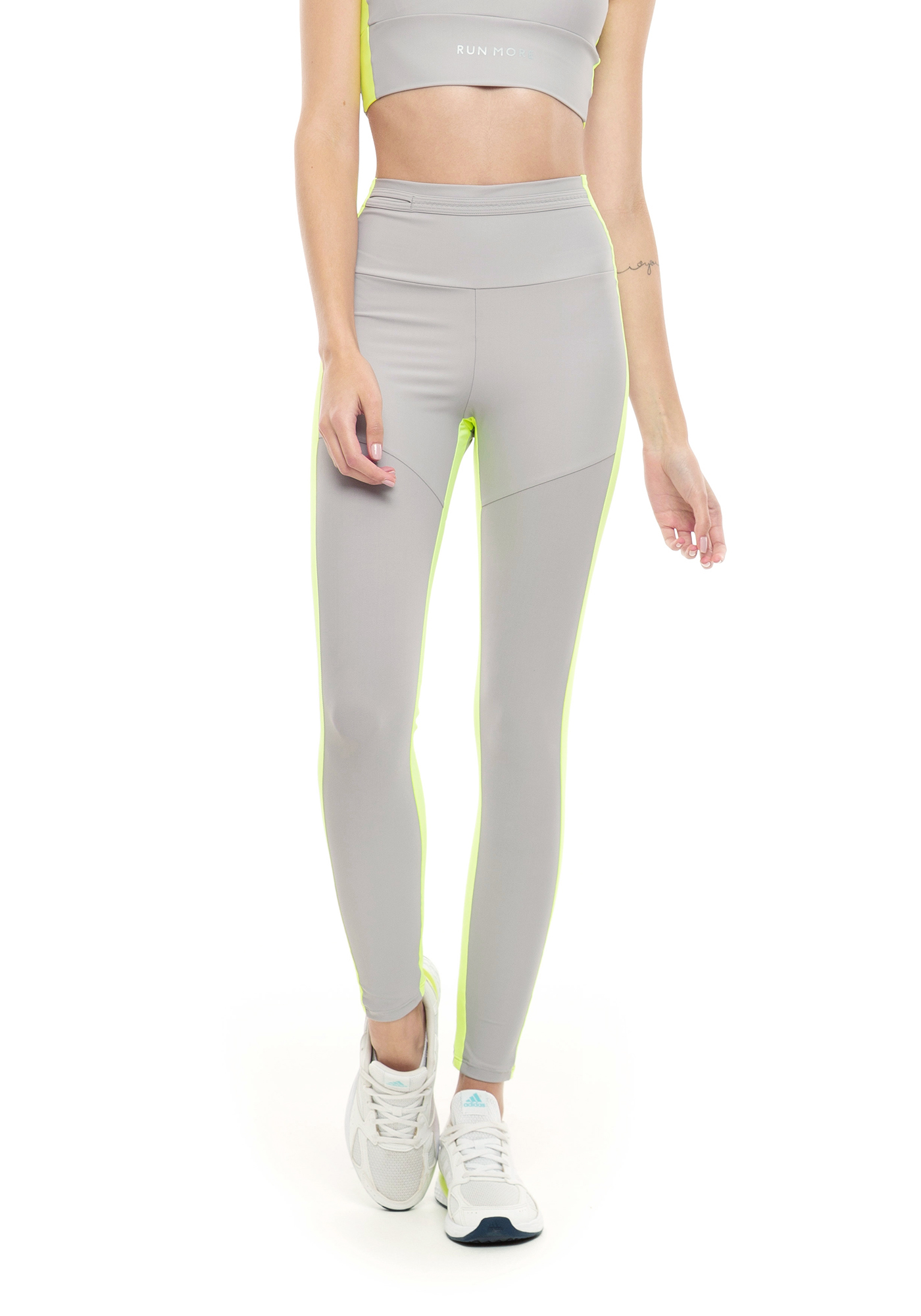 Legging Blocking Bright Cinza 01 / Amarelo 95