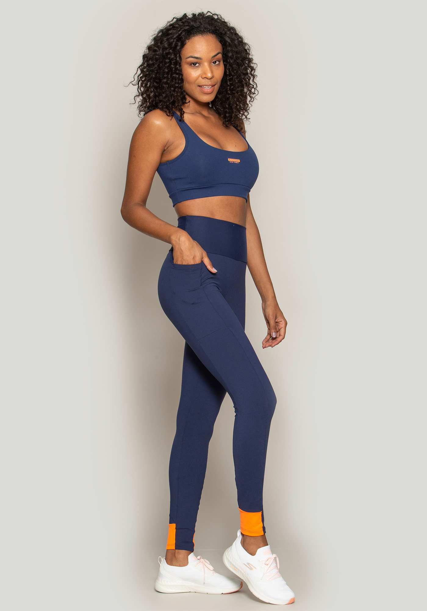 Legging Basic Power Azul 02 / Laranja 15