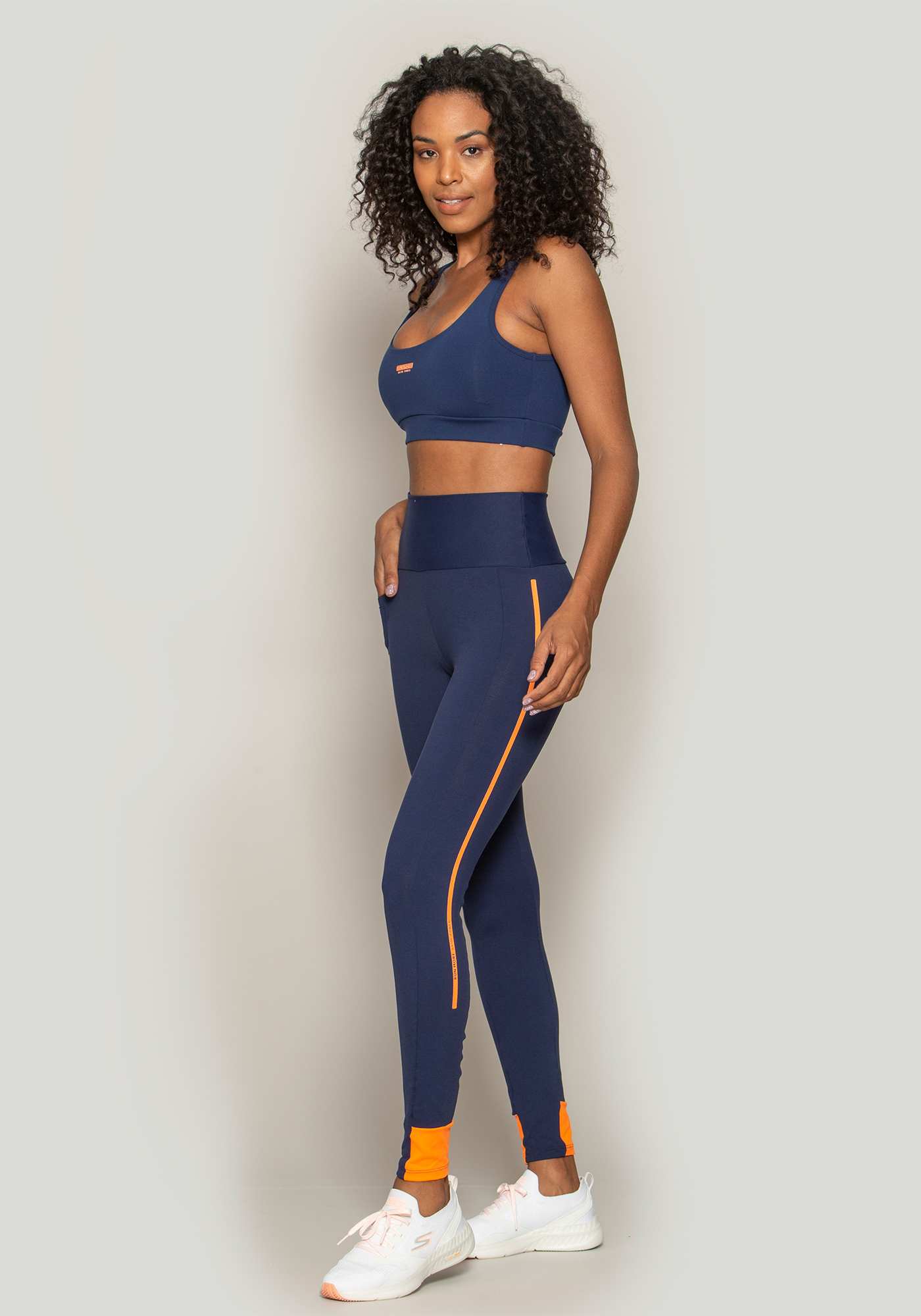 Legging Basic Power Azul 02 / Laranja 15