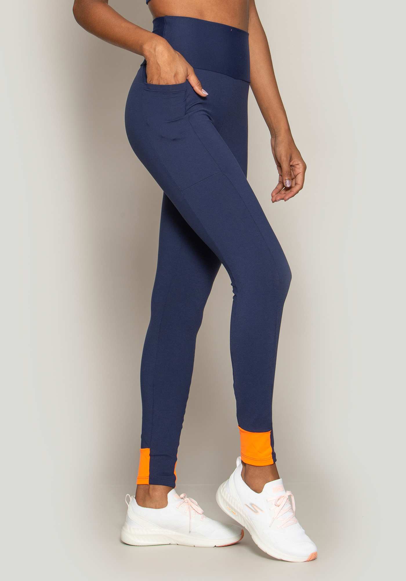 Legging Basic Power Azul 02 / Laranja 15
