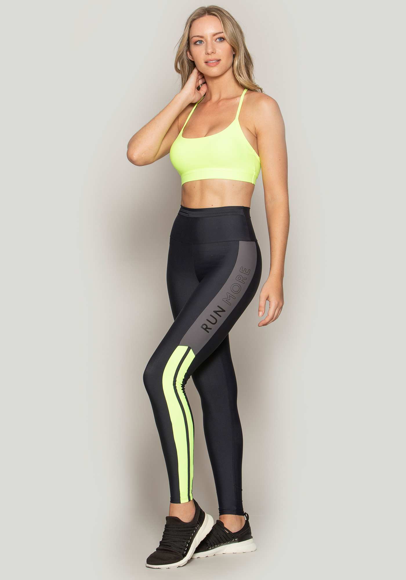 Legging 3 Cores com Bolso Antifurto Preto / Amarelo 95