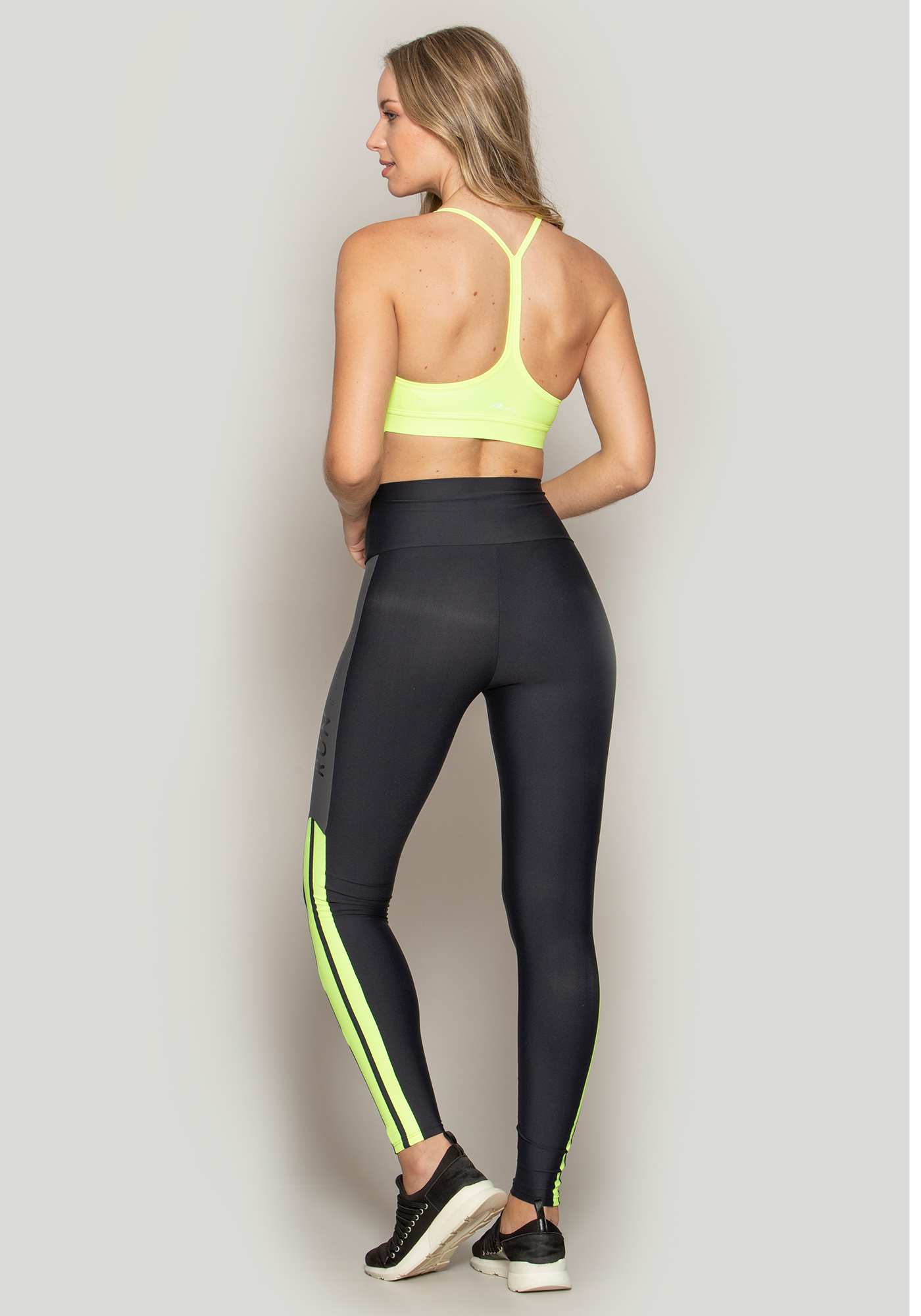 Legging 3 Cores com Bolso Antifurto Preto / Amarelo 95