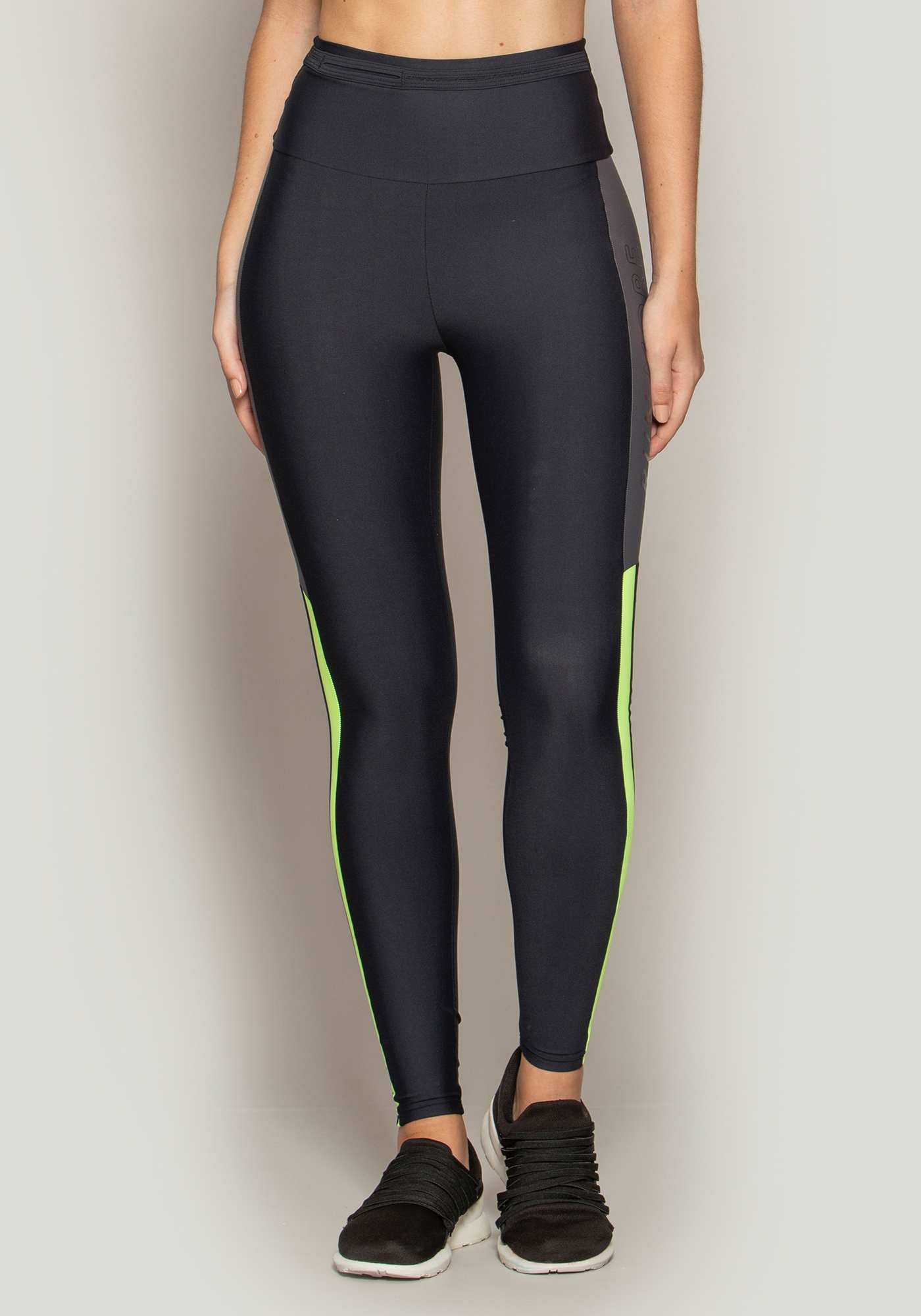 Legging 3 Cores com Bolso Antifurto Preto / Amarelo 95
