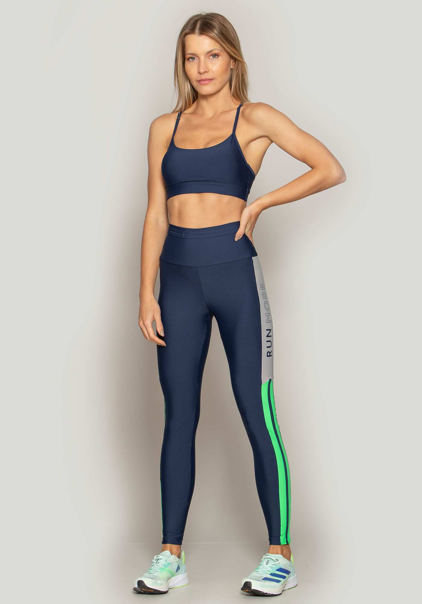 Legging 3 Cores com Bolso Antifurto Azul 21 / Verde 17
