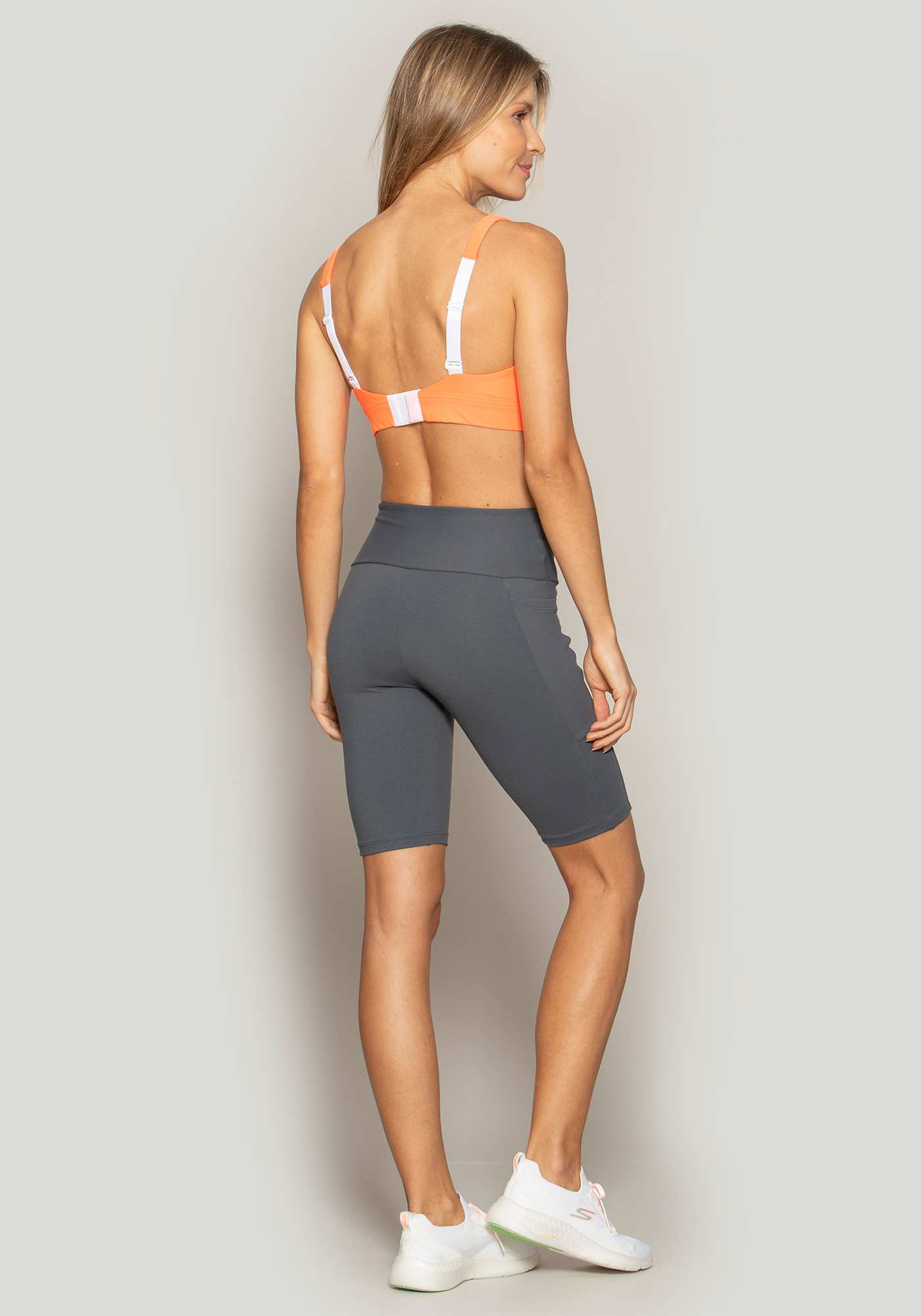 Ciclista Run More com Bolso Cinza 02 / Branco