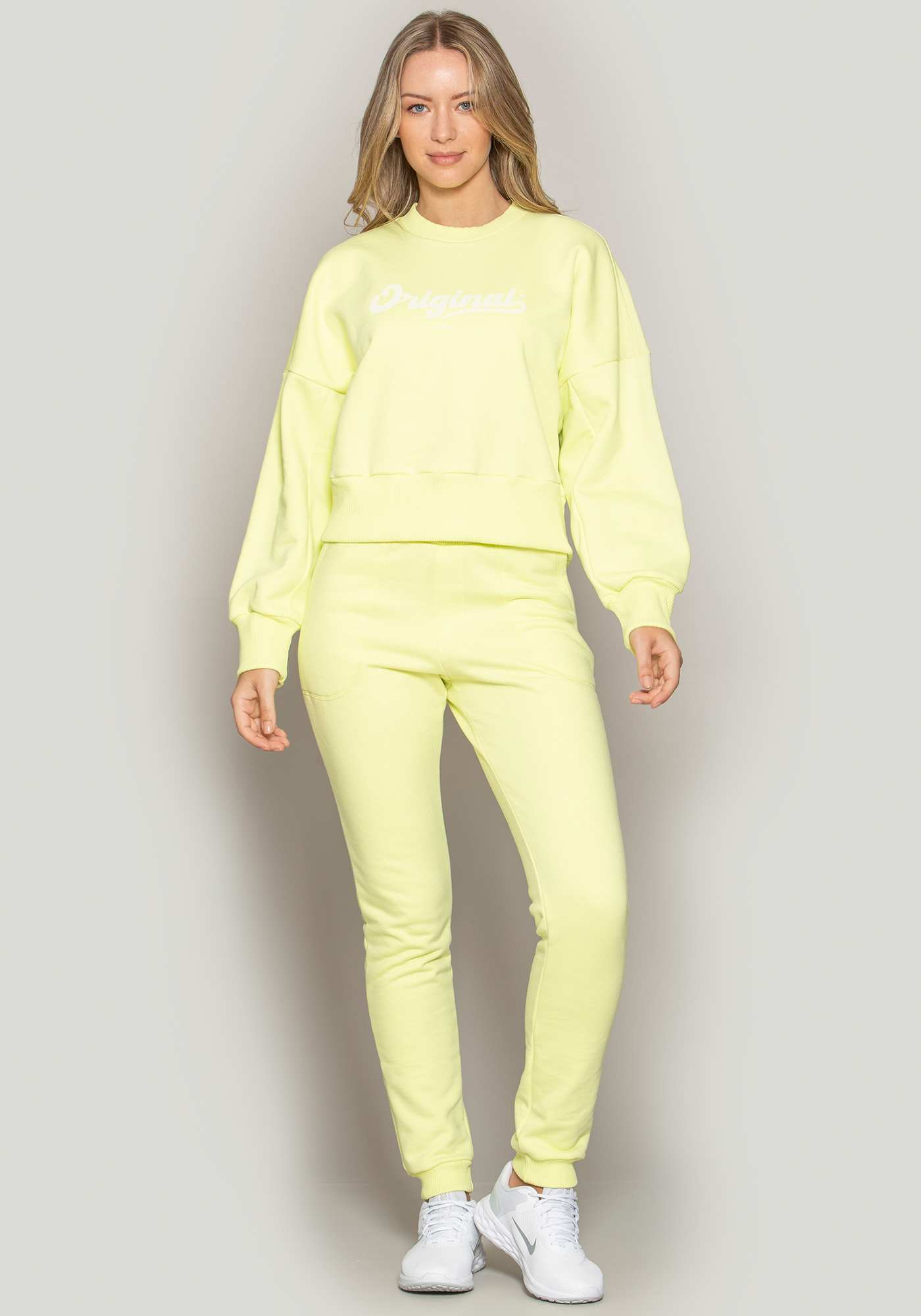 Blusão de Moletom Amplo Amarelo 04 / Branco