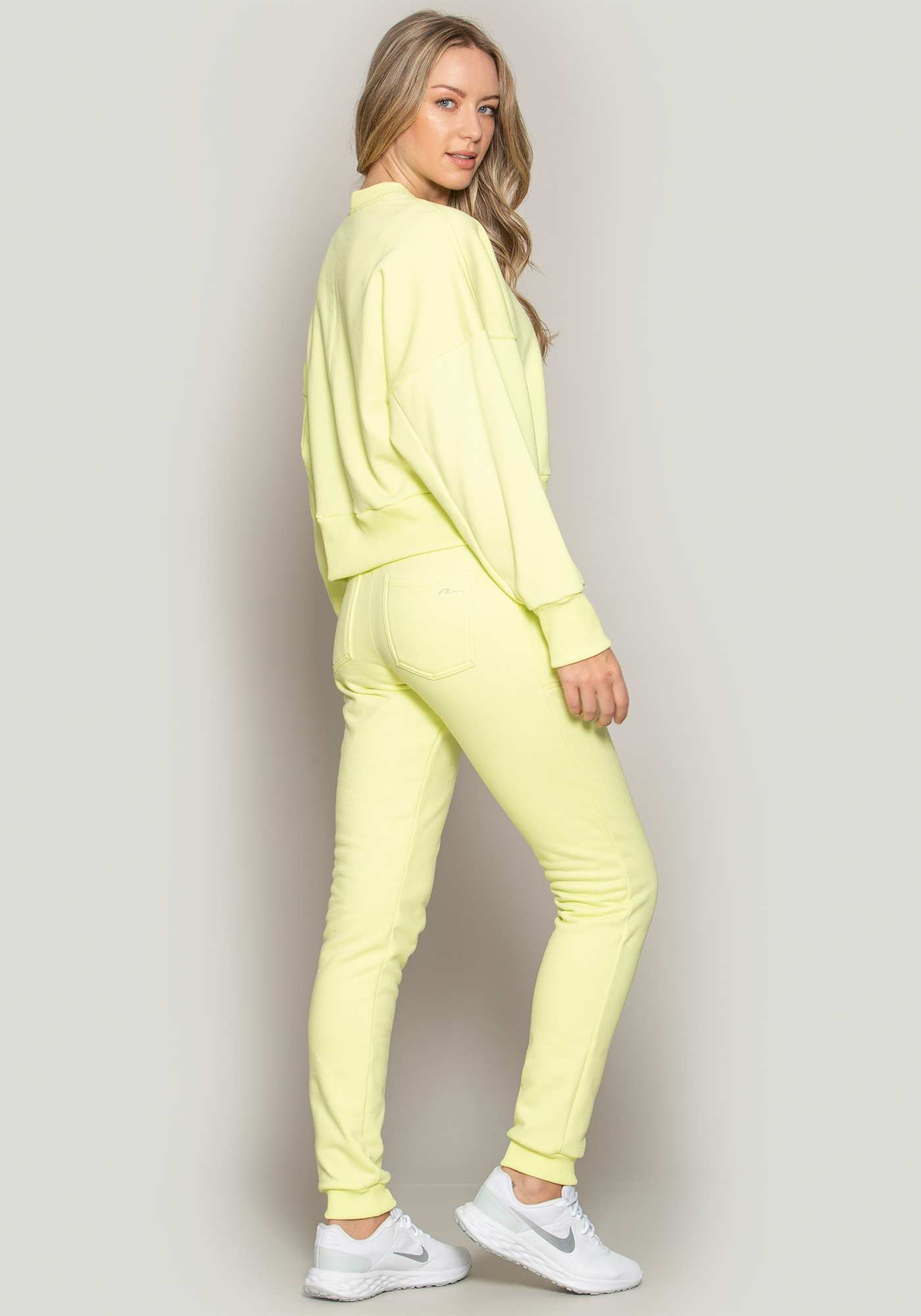 Blusão de Moletom Amplo Amarelo 04 / Branco