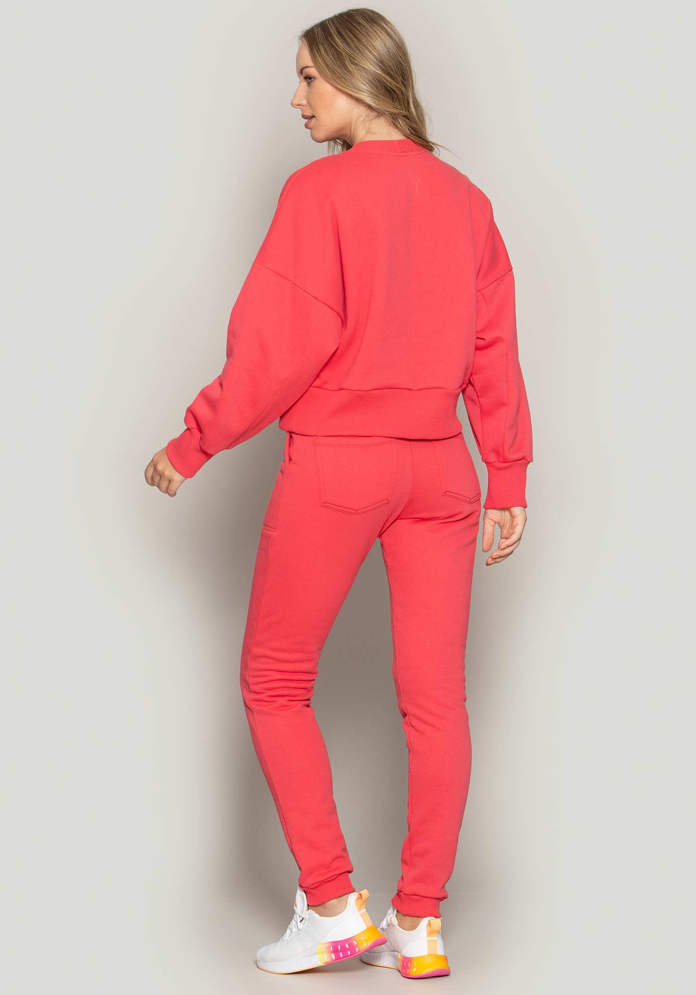 Blusão de Moletom Amplo Vermelho 13 / Rosa 10