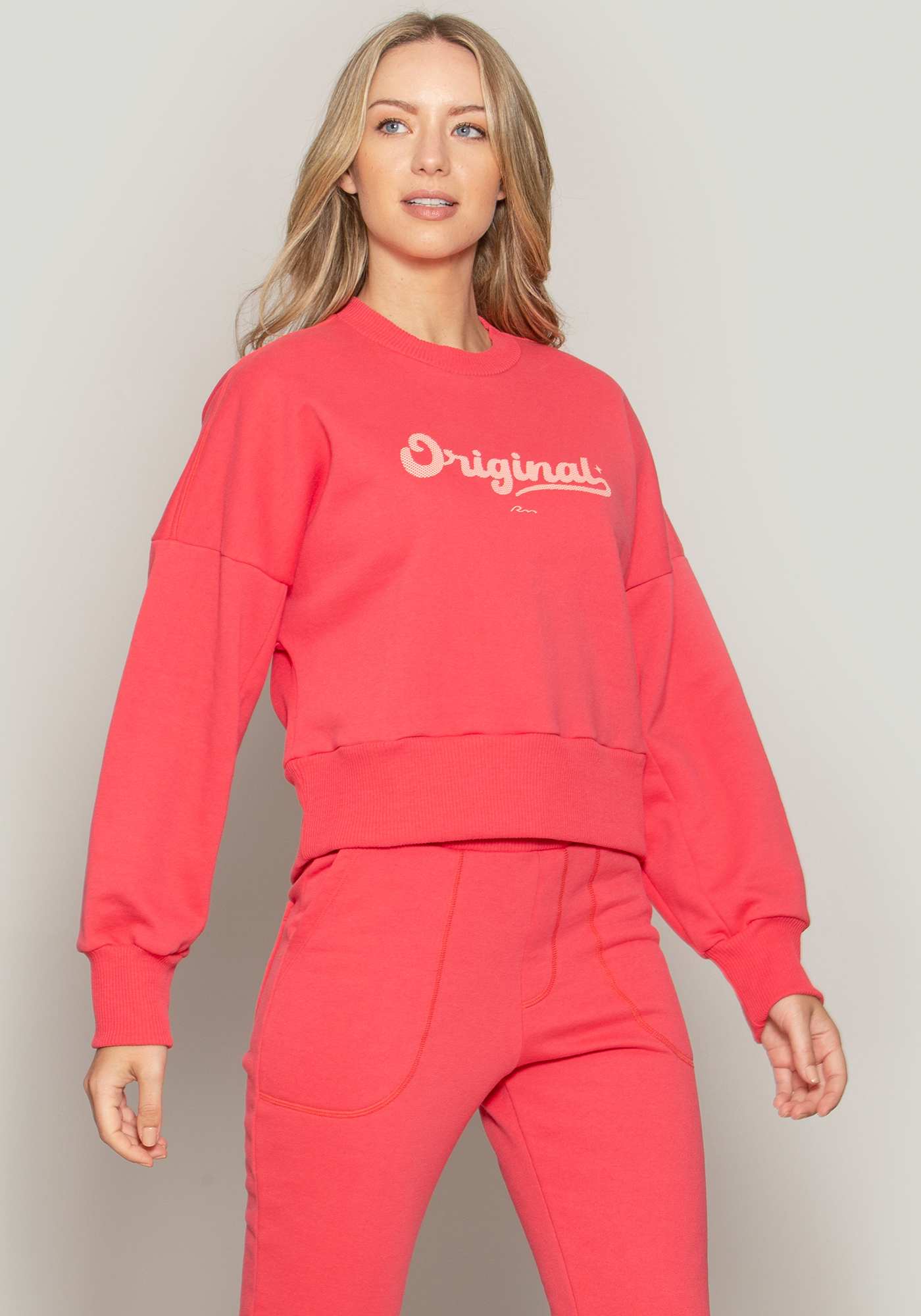 Blusão de Moletom Amplo Vermelho 13 / Rosa 10