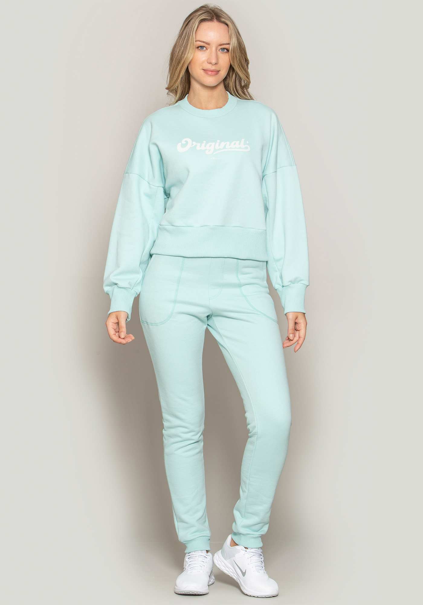 Blusão de Moletom Amplo Verde 15 / Branco
