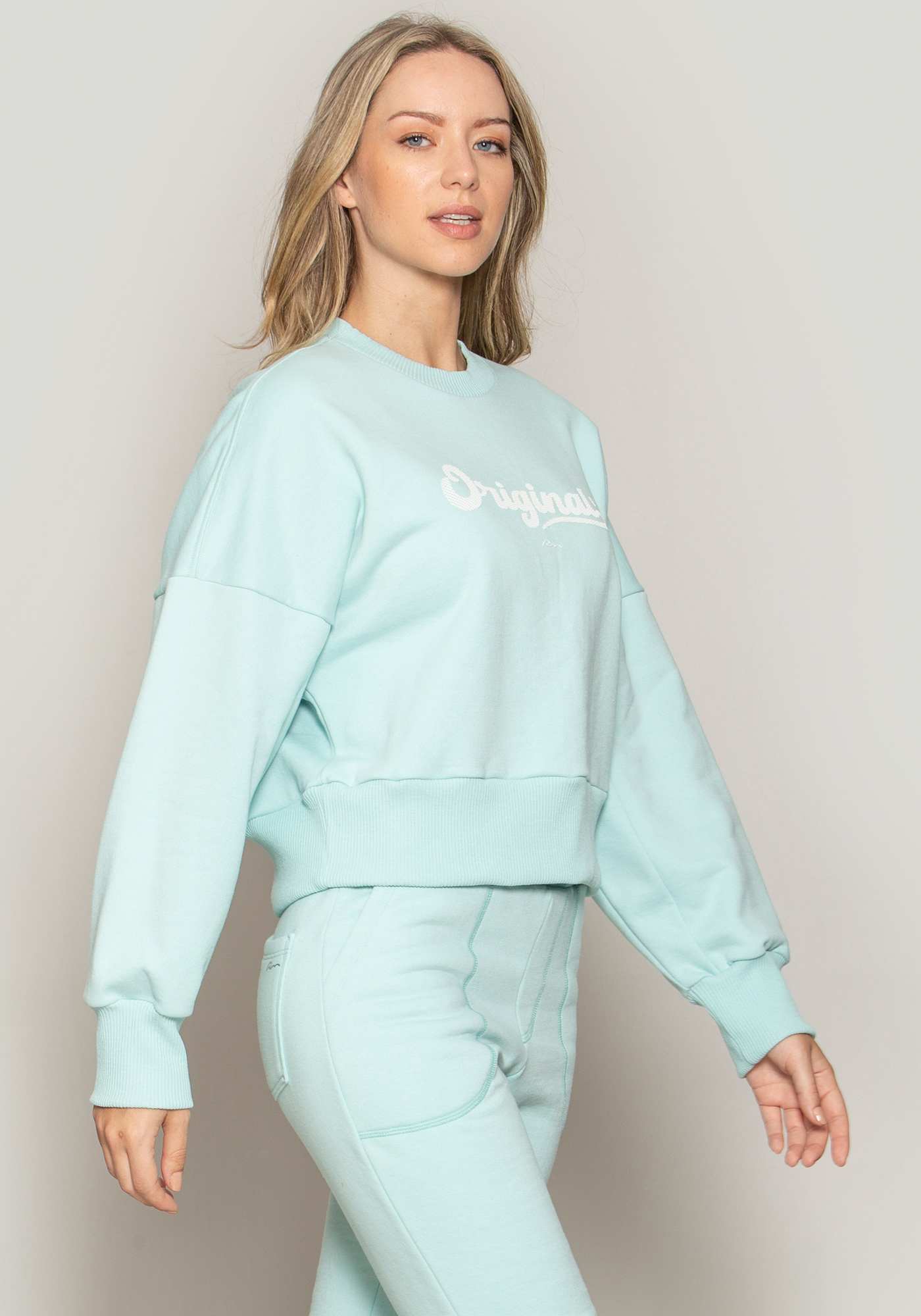 Blusão de Moletom Amplo Verde 15 / Branco