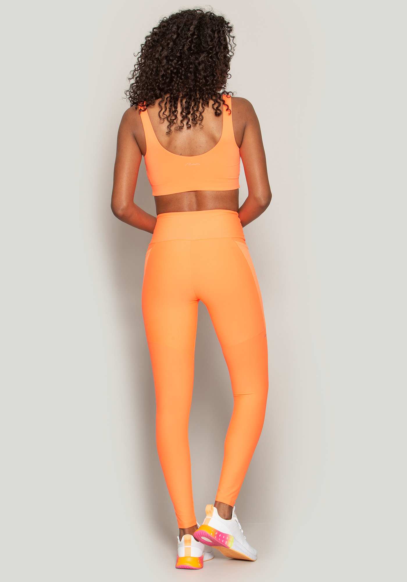 Legging Blocking com Bolsos Laranja 16
