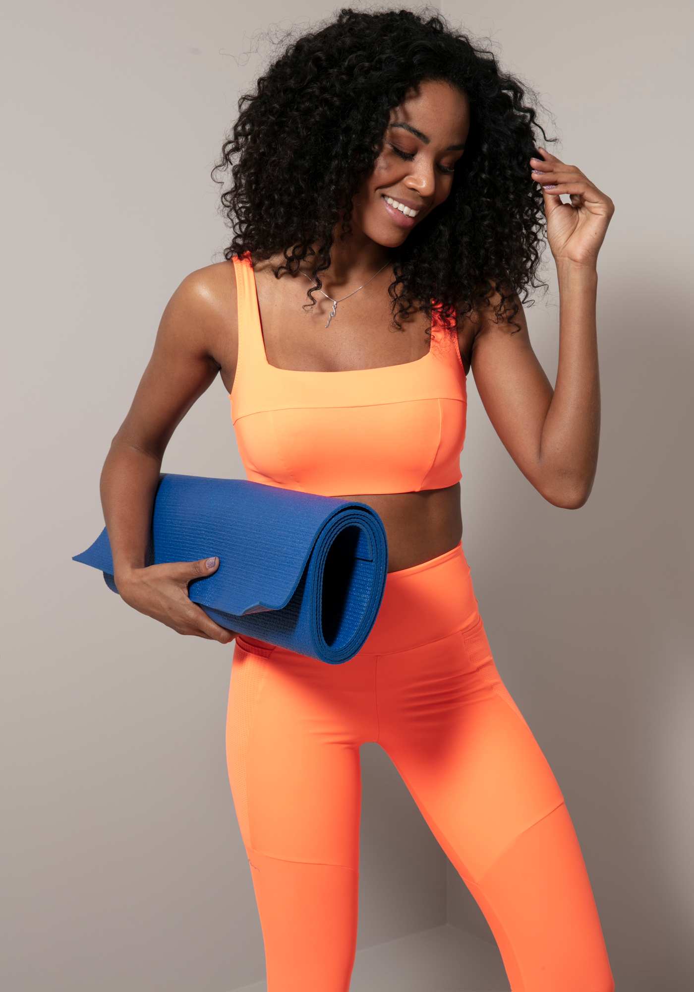 Legging Blocking com Bolsos Laranja 16