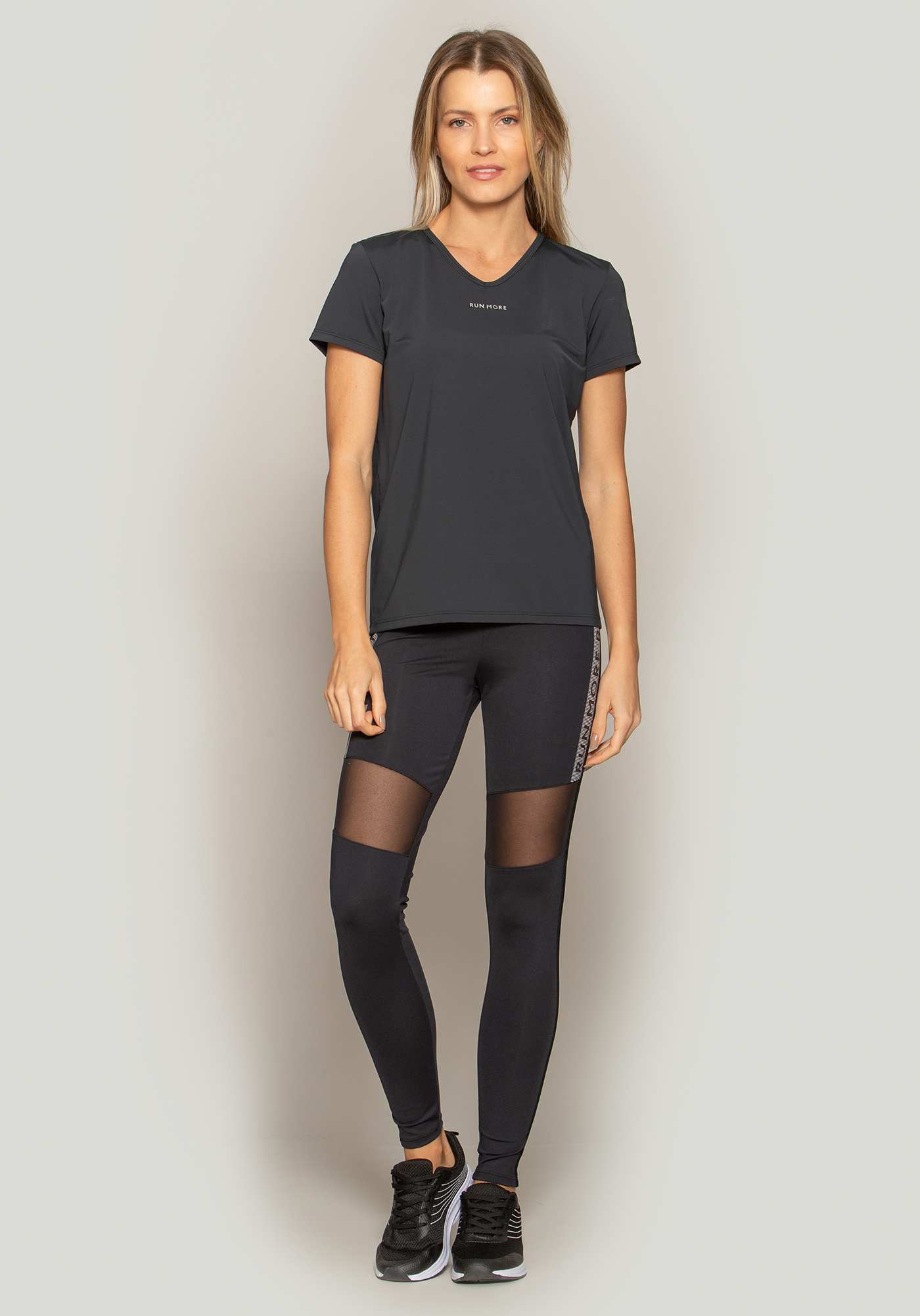 T-Shirt Elástico Run More Preto / Sb 078