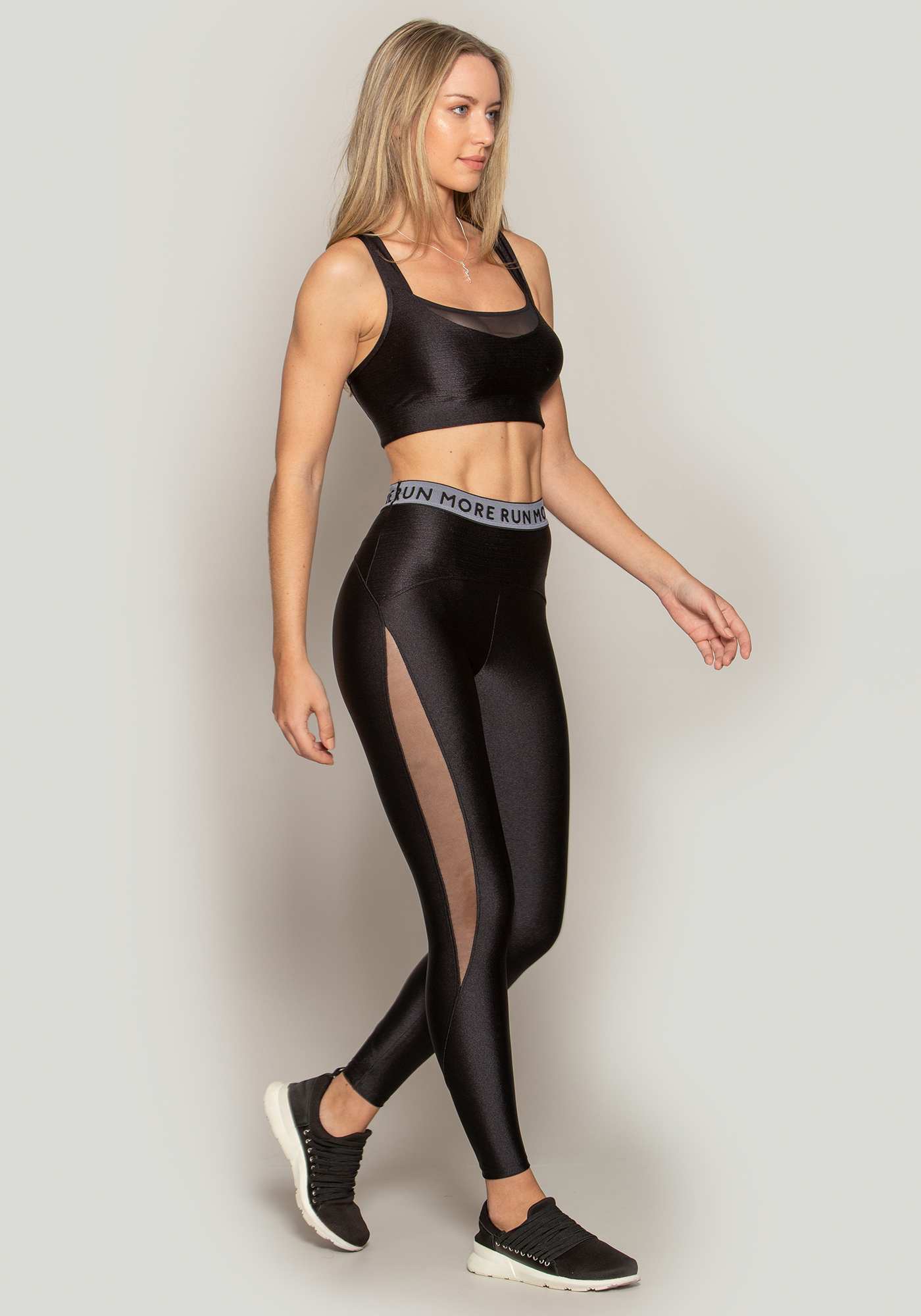 Legging Elástico Run More Preto / Branco