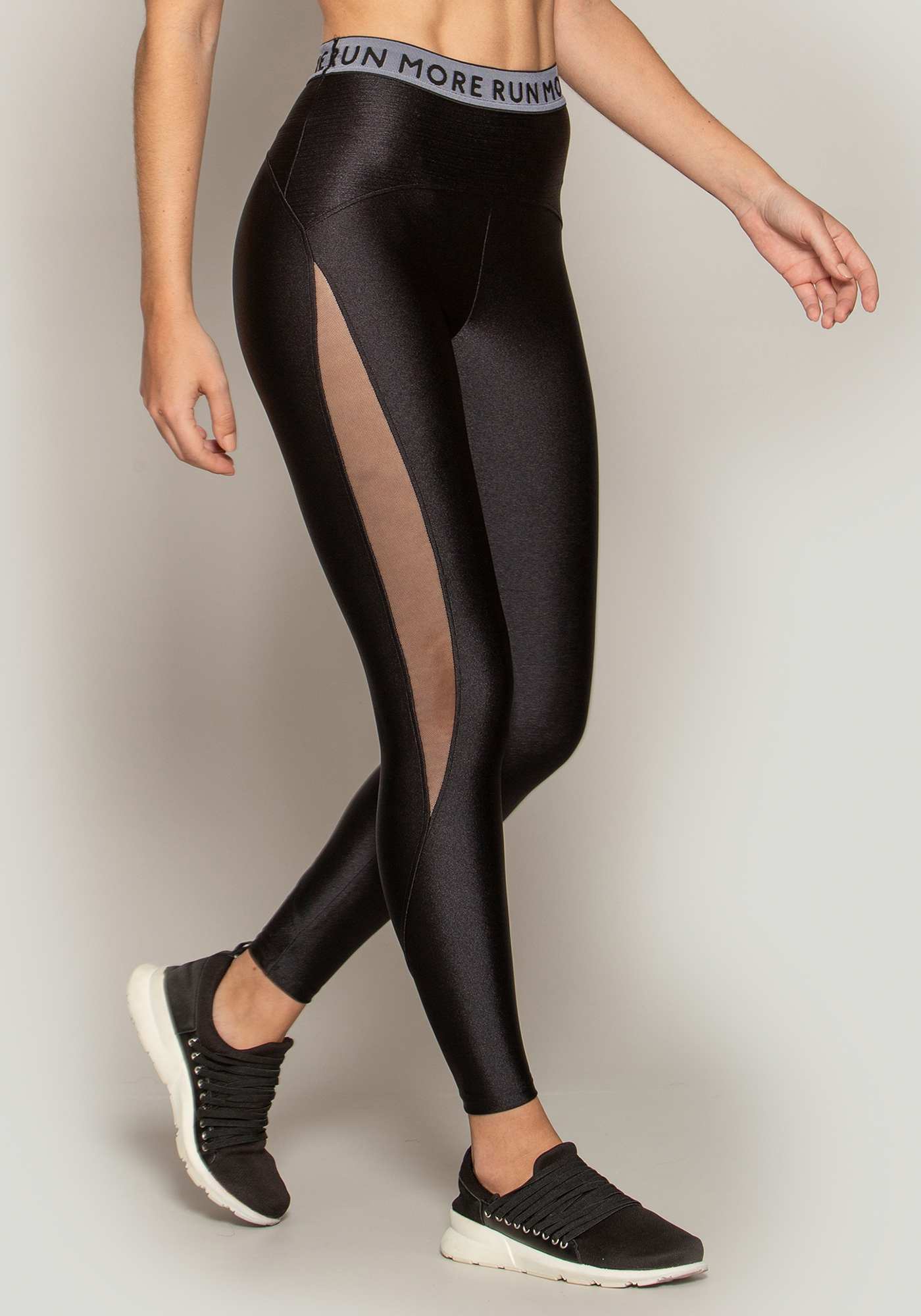 Legging Elástico Run More Preto / Branco
