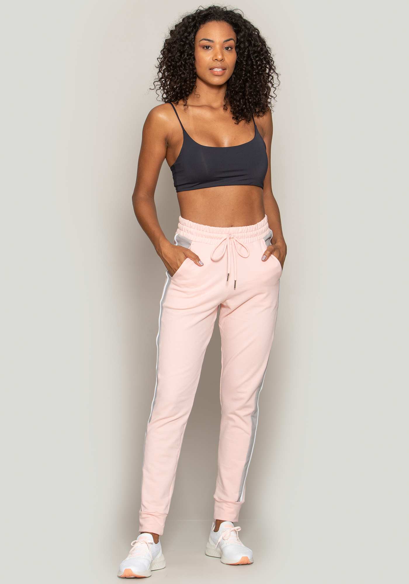 Calça Jogger 3 Cores de Moletinho Rosa 10 / Cinza 03