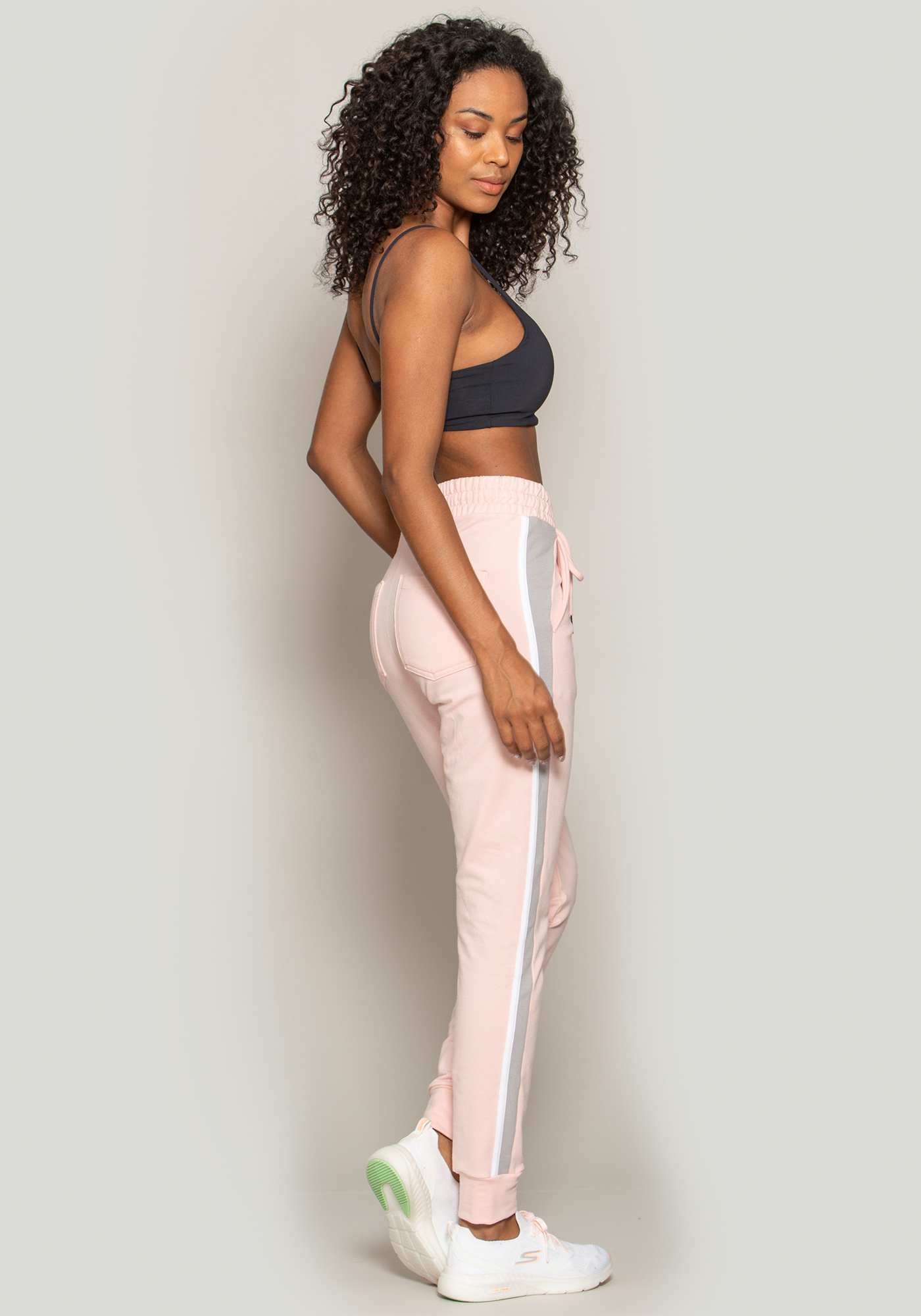 Calça Jogger 3 Cores de Moletinho Rosa 10 / Cinza 03